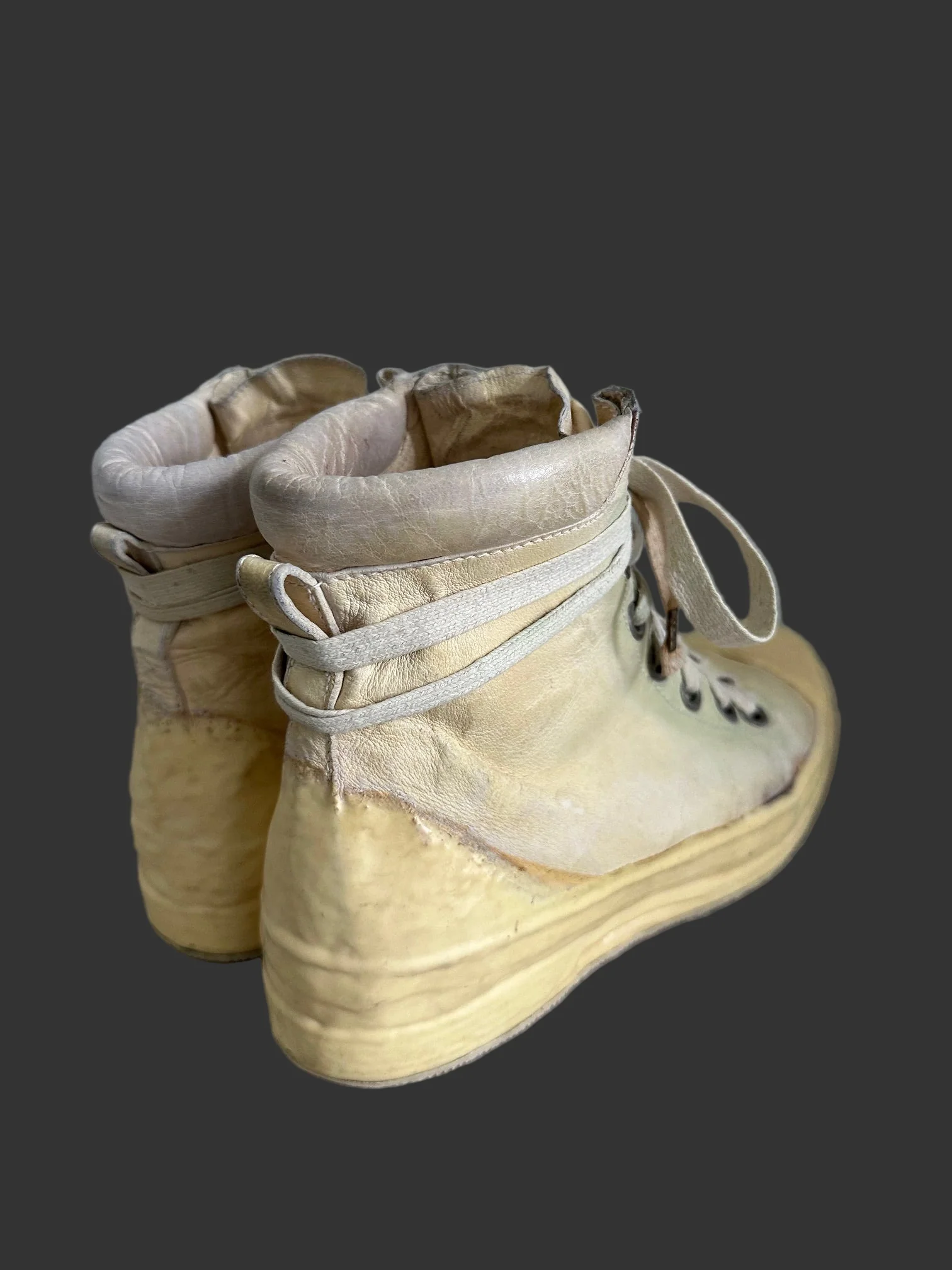 Bone White Kangaroo Leather Object Dyed No Seam Rubber Drip Sneakers by Carol Christian Poell - Image 4