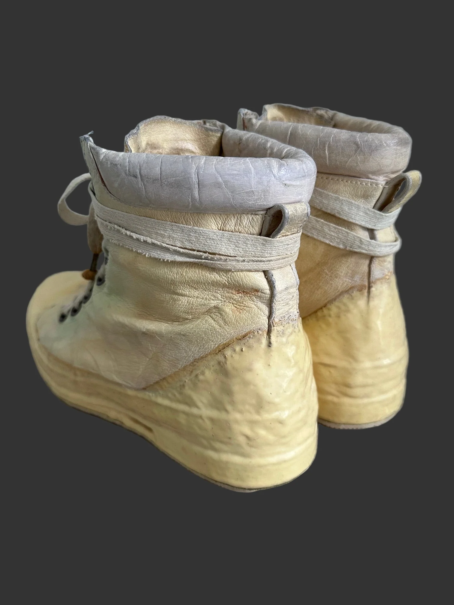 Bone White Kangaroo Leather Object Dyed No Seam Rubber Drip Sneakers by Carol Christian Poell - Image 6