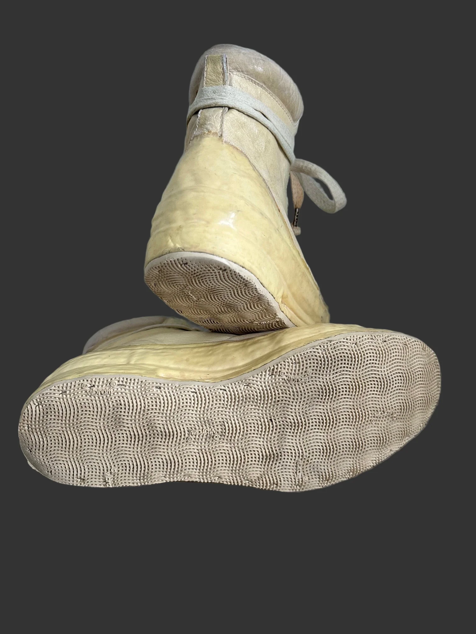 Bone White Kangaroo Leather Object Dyed No Seam Rubber Drip Sneakers by Carol Christian Poell - Image 8