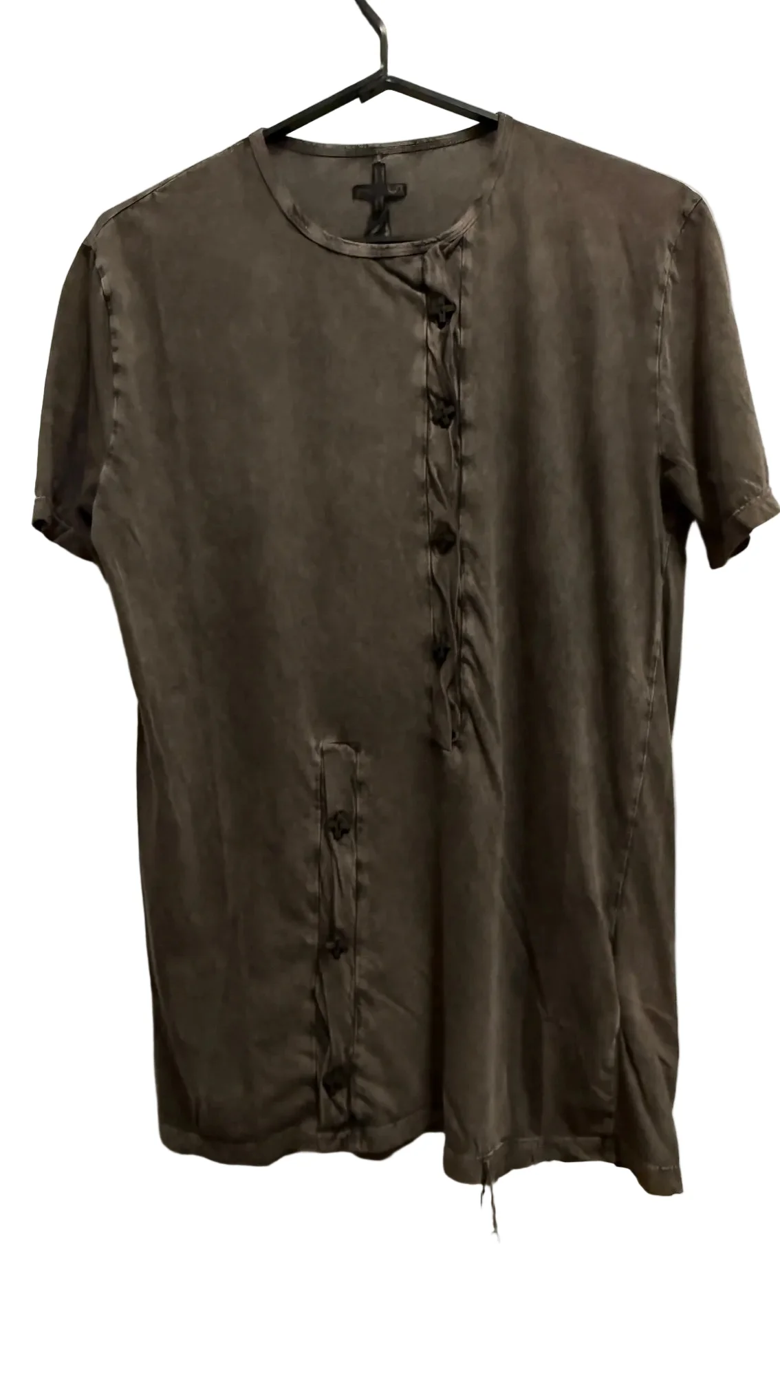 Brown Wash Henley SS T-shirt - Image 3