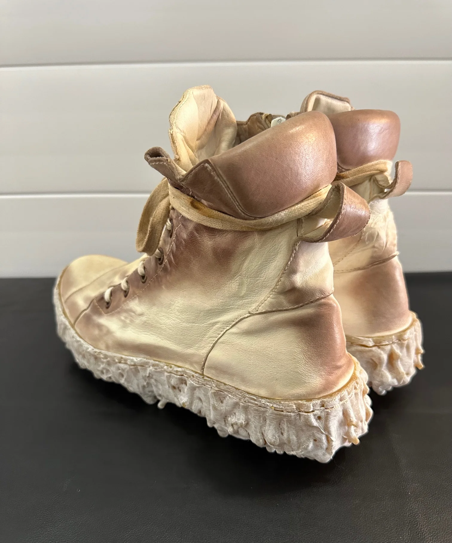 Chalk Melt Clash Kangaroo Leather Mid Top Sneakers - Image 4