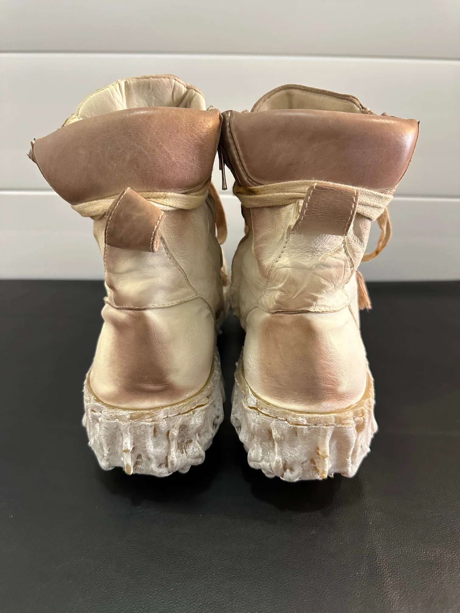 Chalk Melt Clash Kangaroo Leather Mid Top Sneakers - Image 5