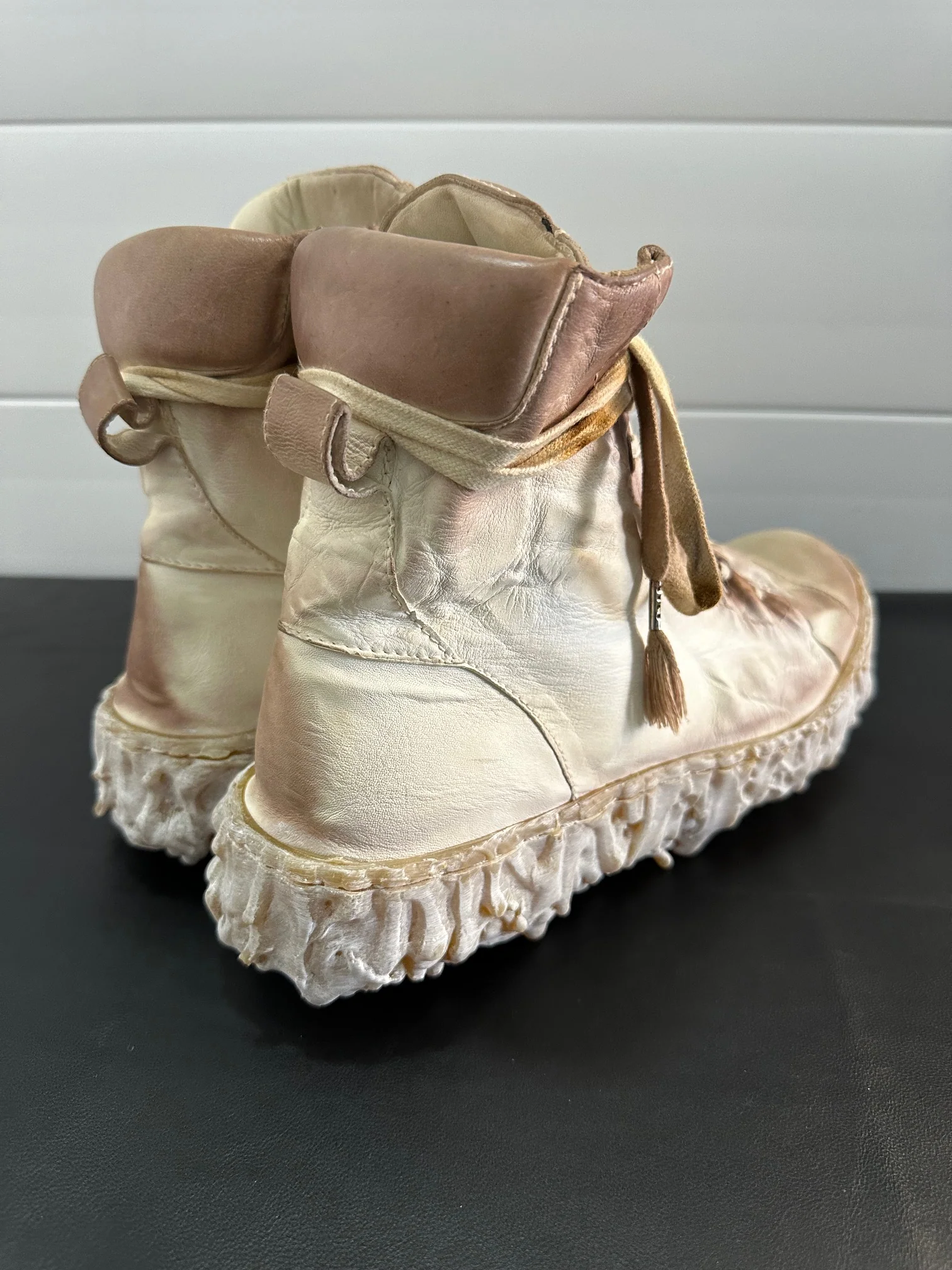 Chalk Melt Clash Kangaroo Leather Mid Top Sneakers - Image 6