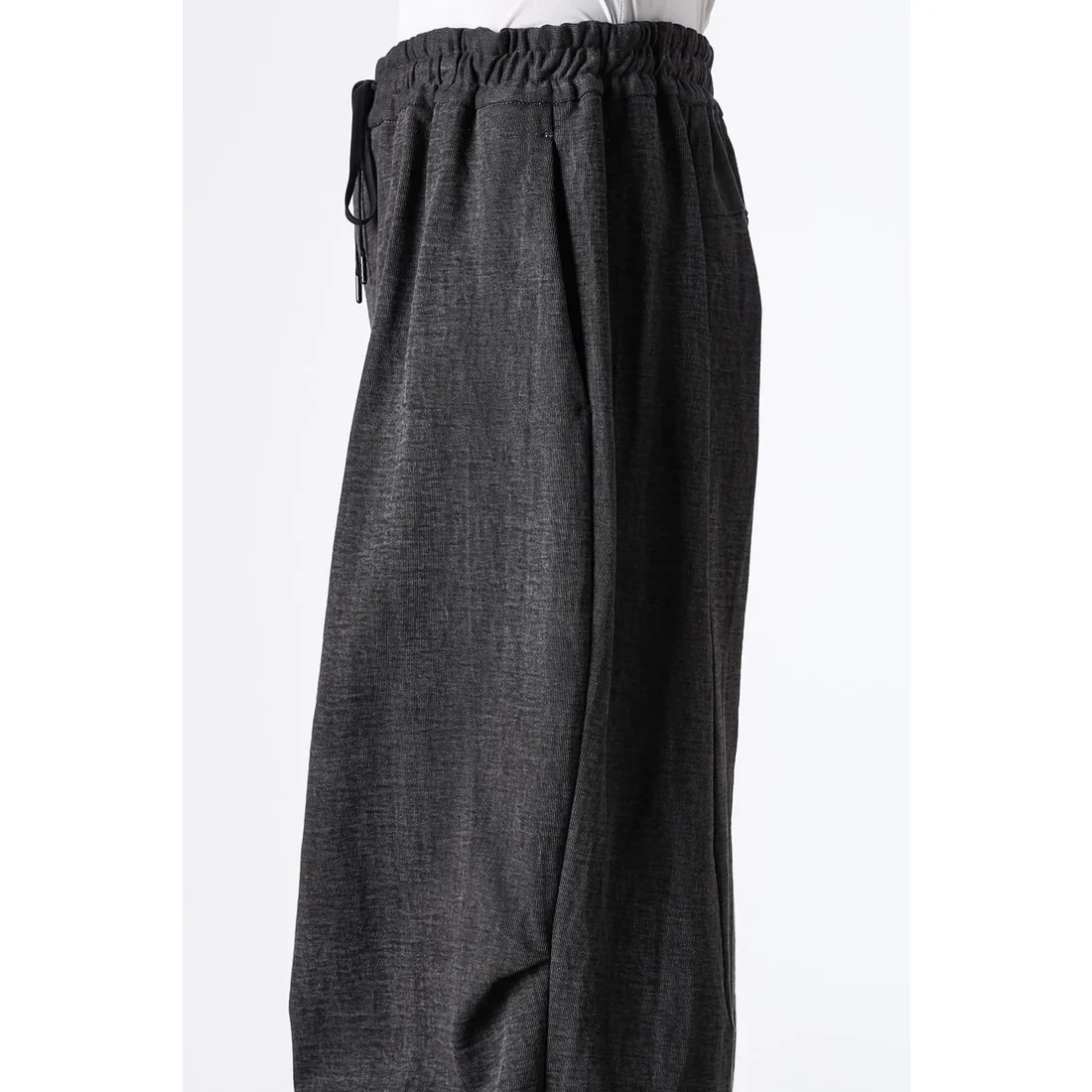 Charcoal Thick Cotton Drawstring Waist Baggy Pants - Image 12