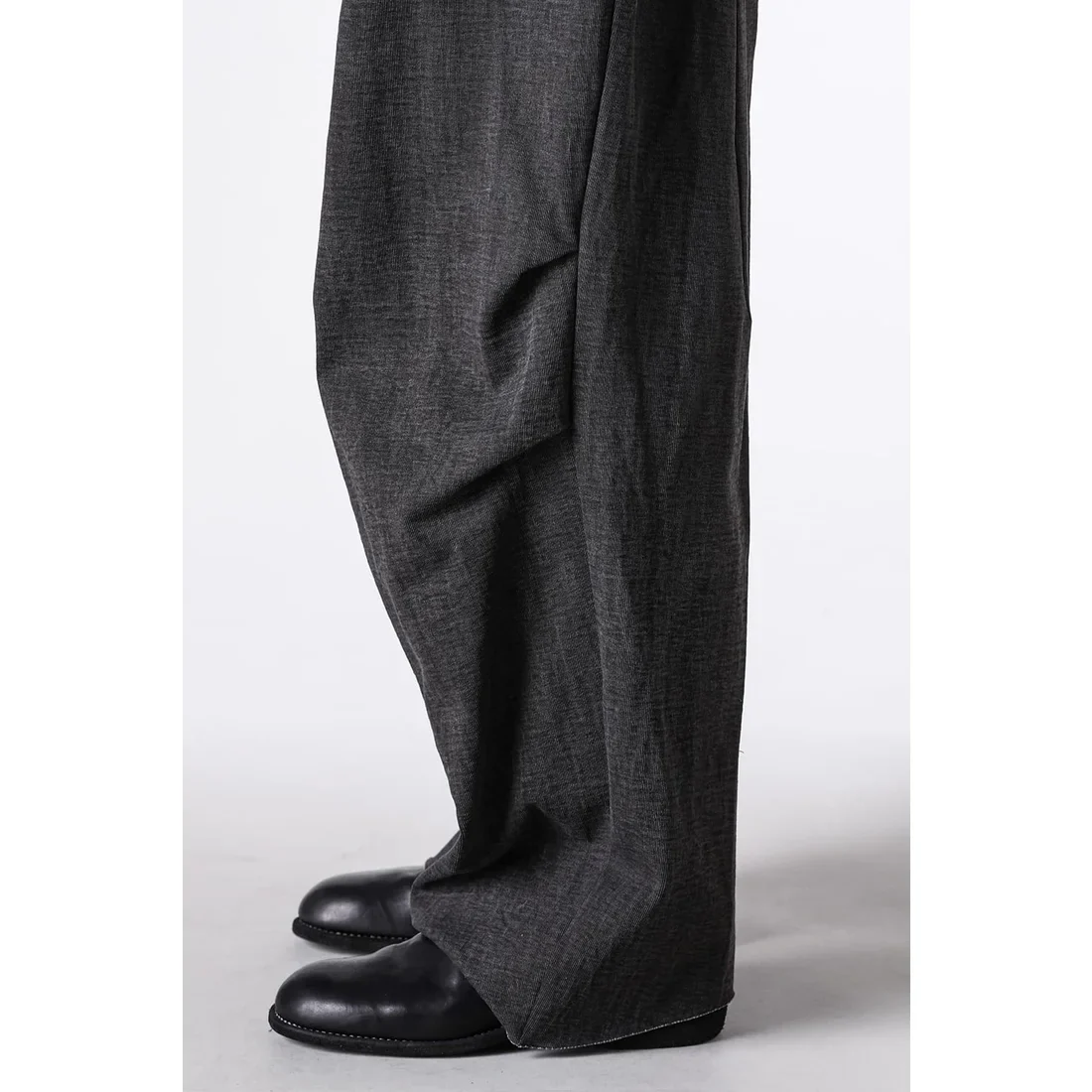 Charcoal Thick Cotton Drawstring Waist Baggy Pants - Image 13