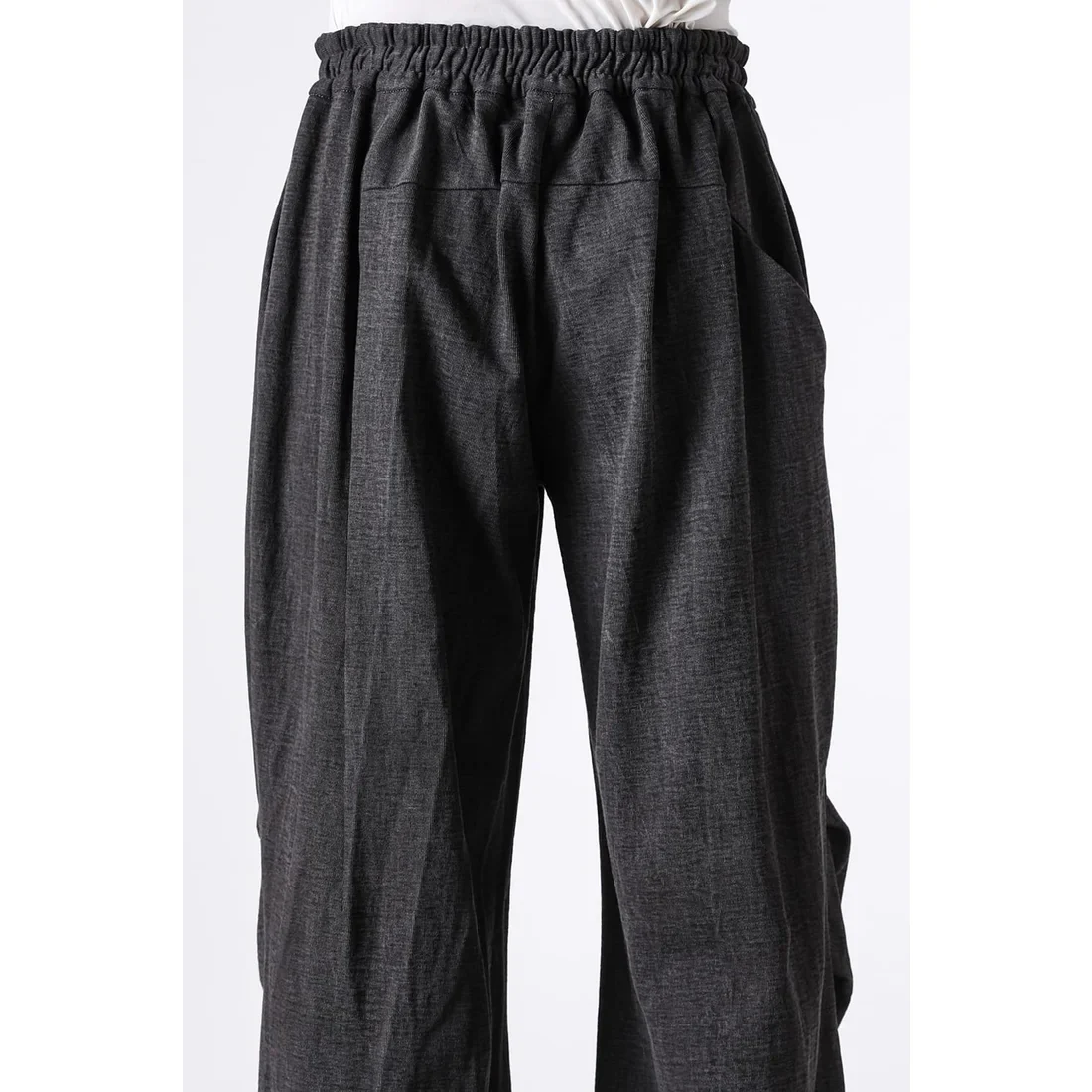Charcoal Thick Cotton Drawstring Waist Baggy Pants - Image 14