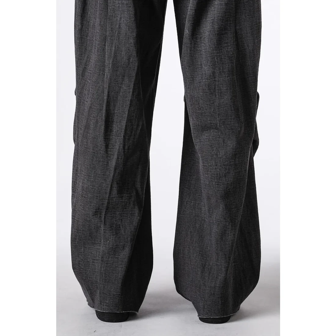 Charcoal Thick Cotton Drawstring Waist Baggy Pants - Image 15