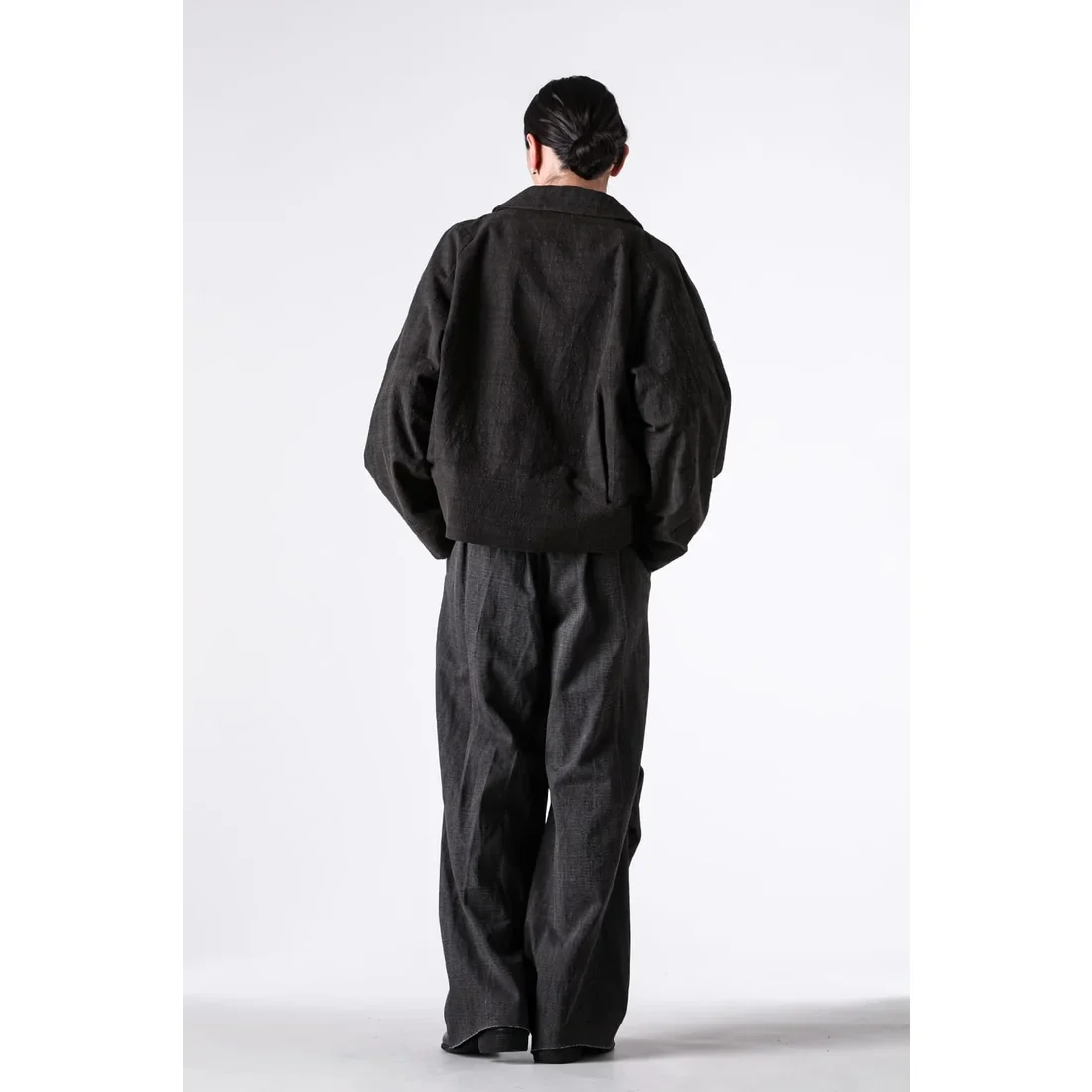 Charcoal Thick Cotton Drawstring Waist Baggy Pants - Image 18