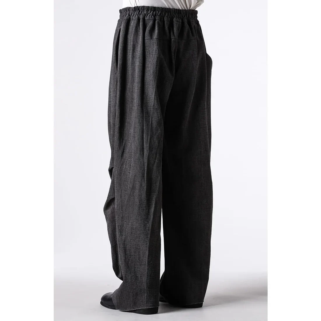 Charcoal Thick Cotton Drawstring Waist Baggy Pants - Image 5