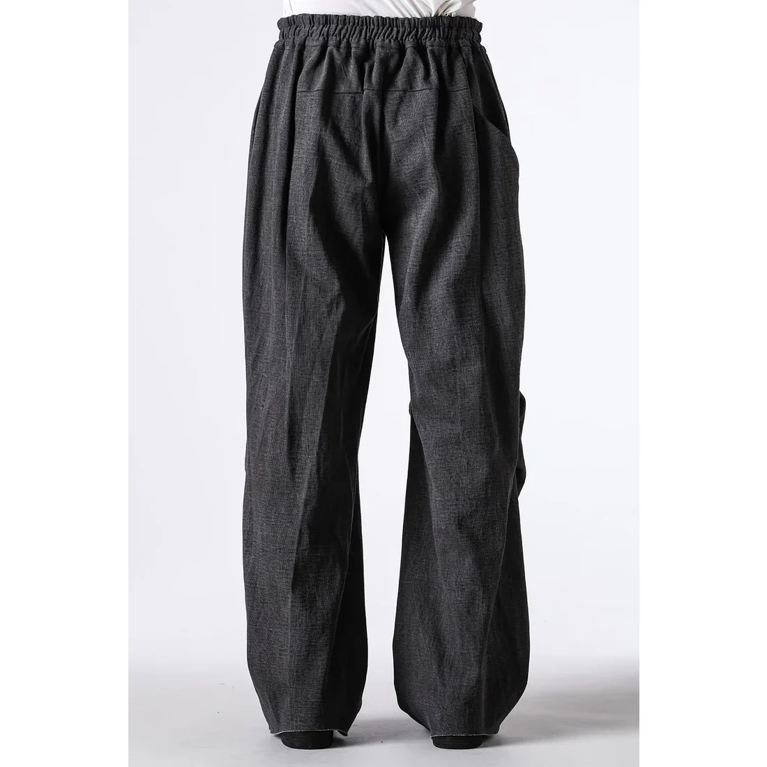 Charcoal Thick Cotton Drawstring Waist Baggy Pants - Image 6