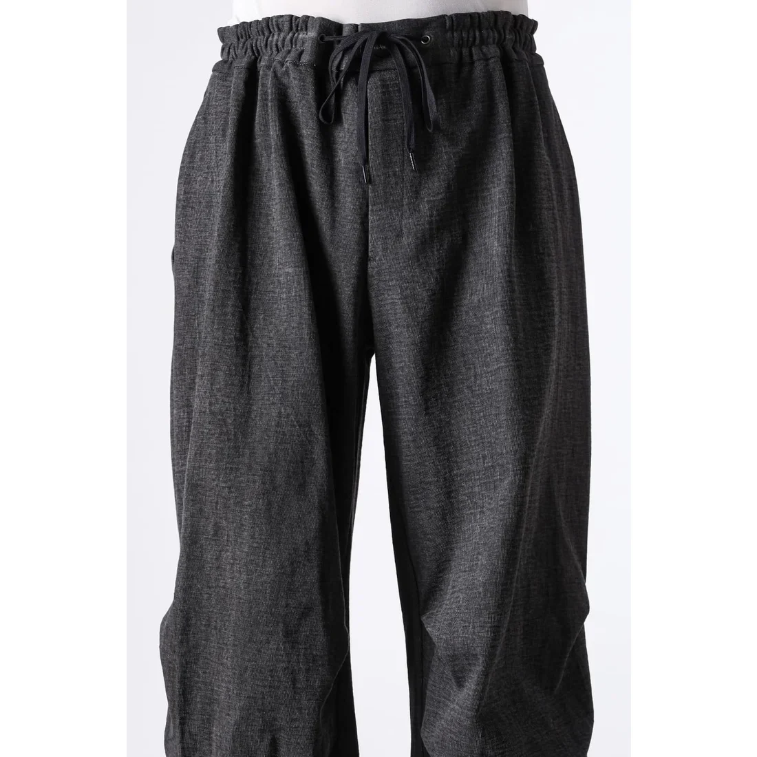 Charcoal Thick Cotton Drawstring Waist Baggy Pants - Image 9