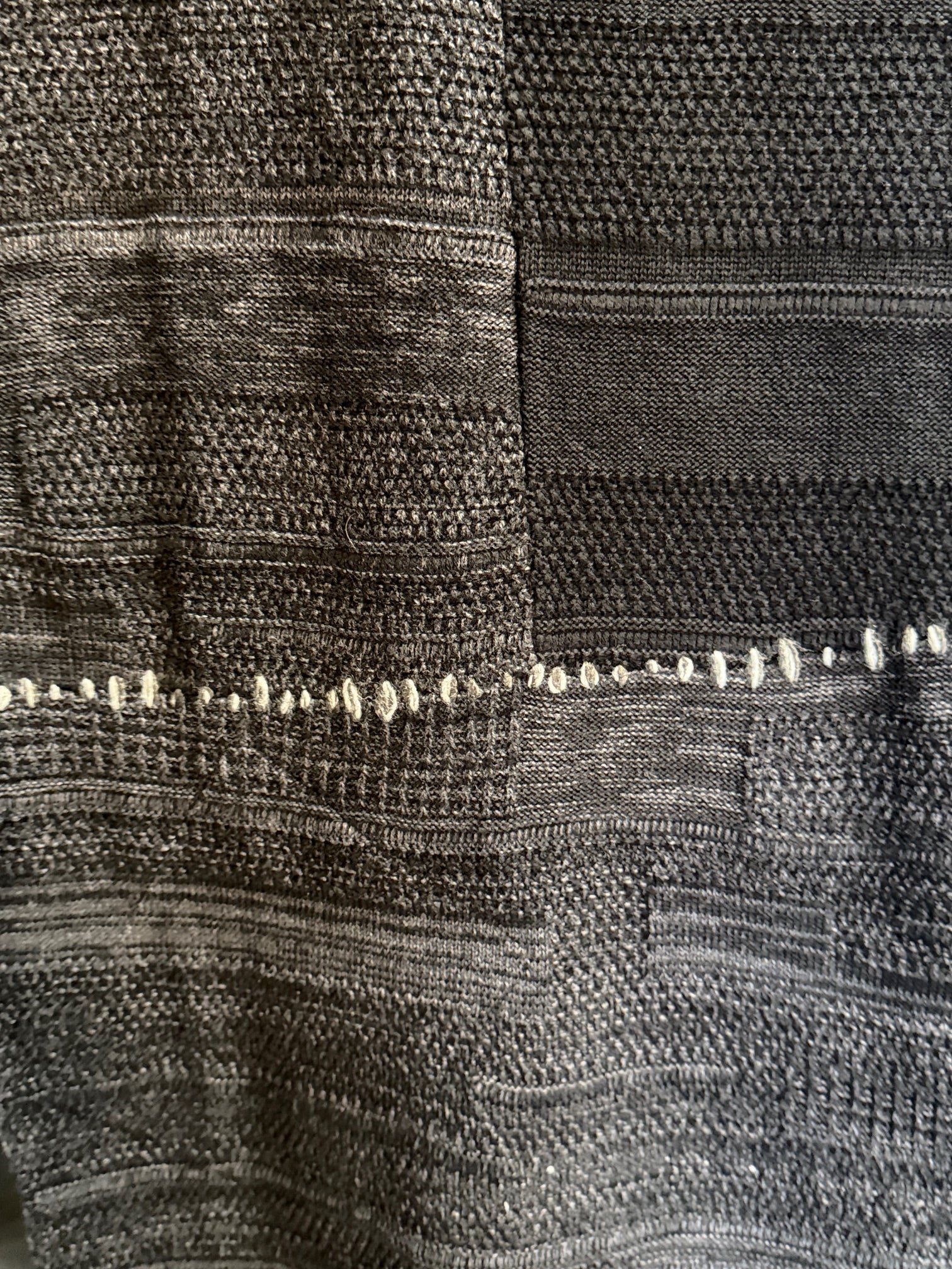 Charcoal x Black Cotton Cashmere Crust Patch Knit Long Stole - Image 8