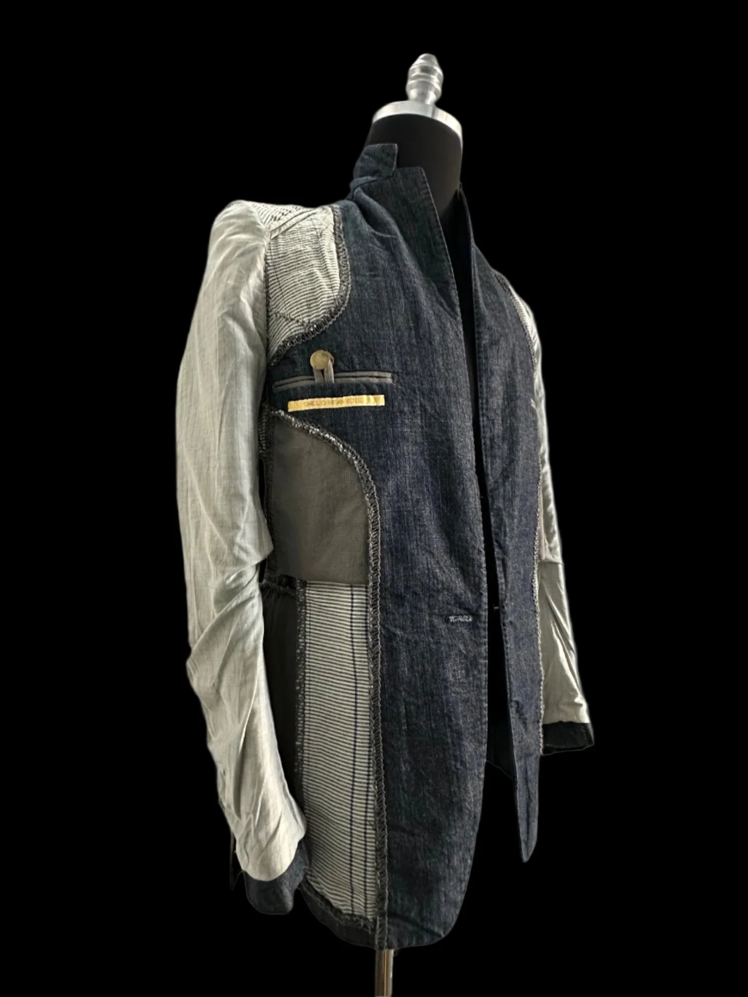 Dark Blue Heavy Japanese Denim Overlock Blazer by Carol Christian Poell - Image 10