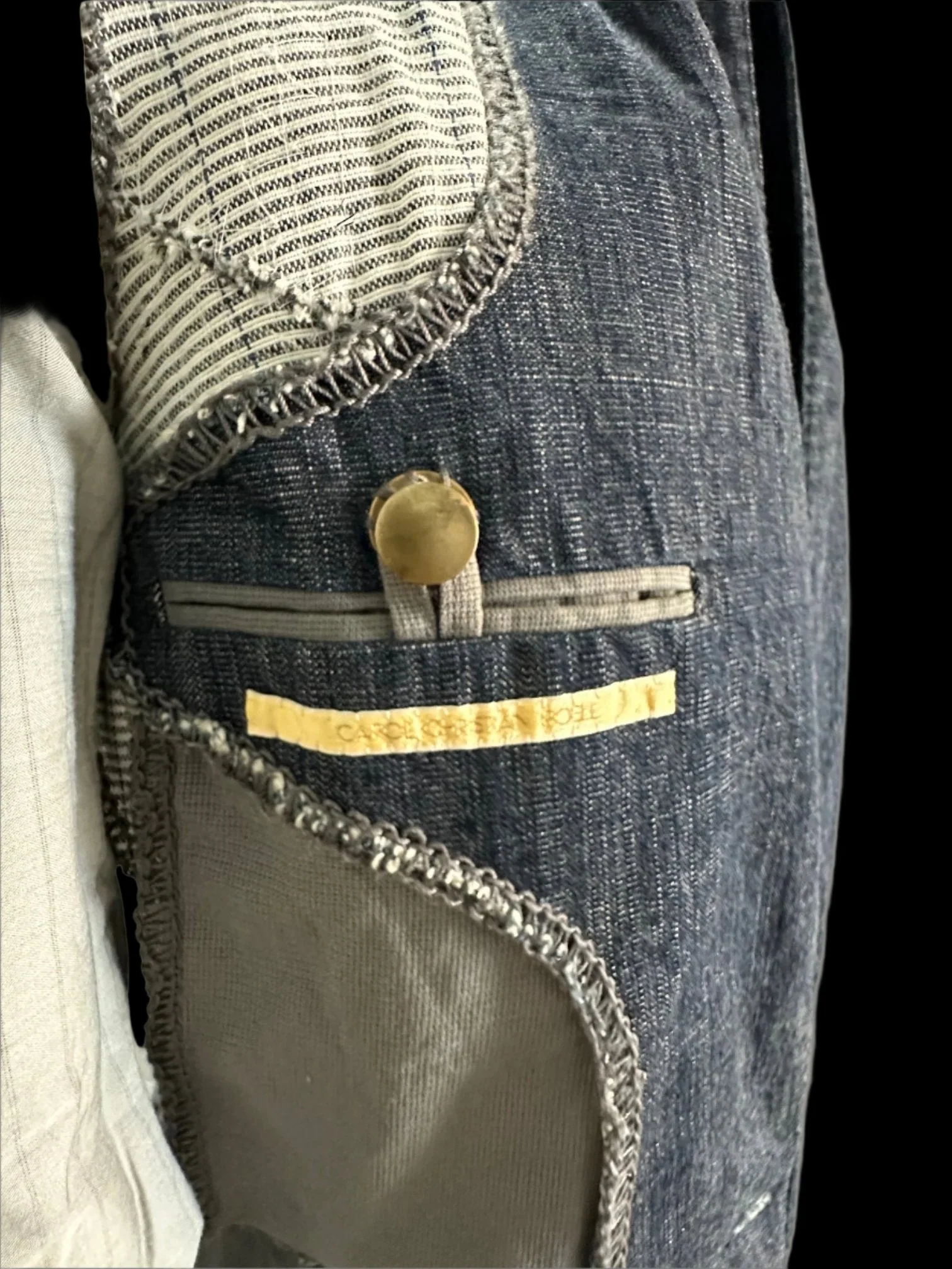 Dark Blue Heavy Japanese Denim Overlock Blazer by Carol Christian Poell - Image 13