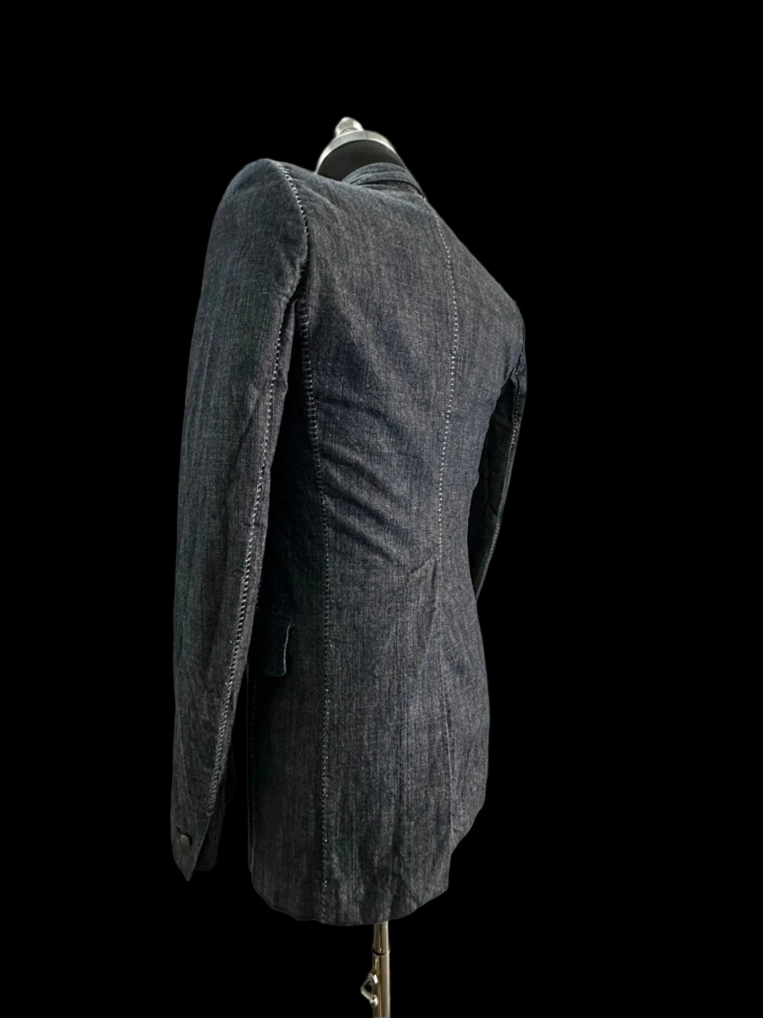 Dark Blue Heavy Japanese Denim Overlock Blazer by Carol Christian Poell - Image 4