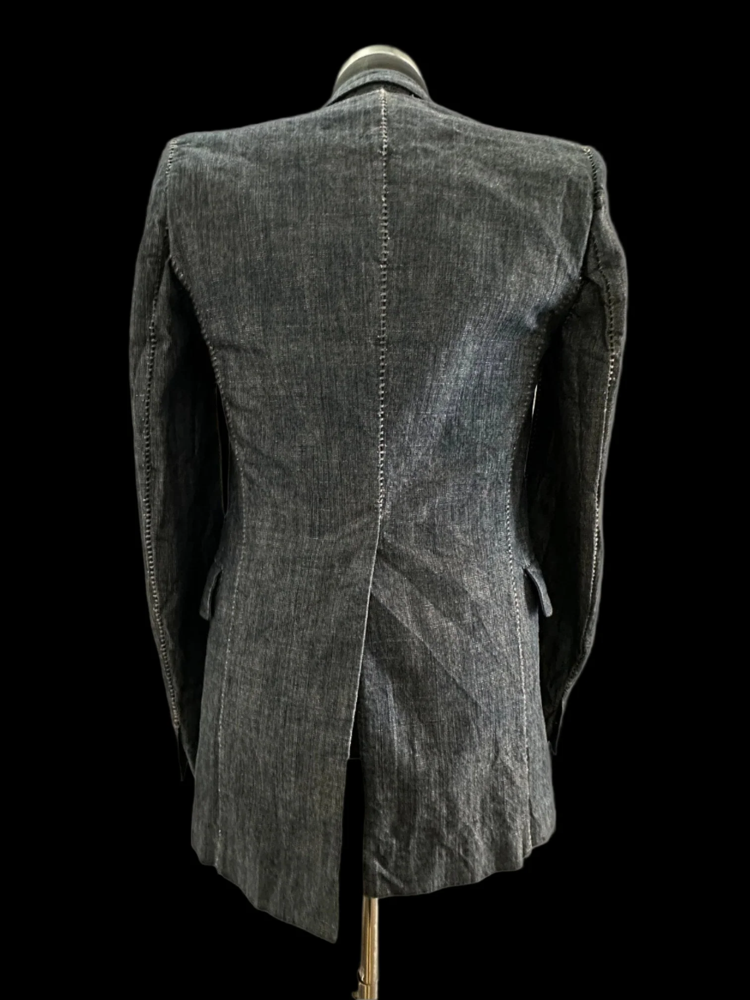 Dark Blue Heavy Japanese Denim Overlock Blazer by Carol Christian Poell - Image 5