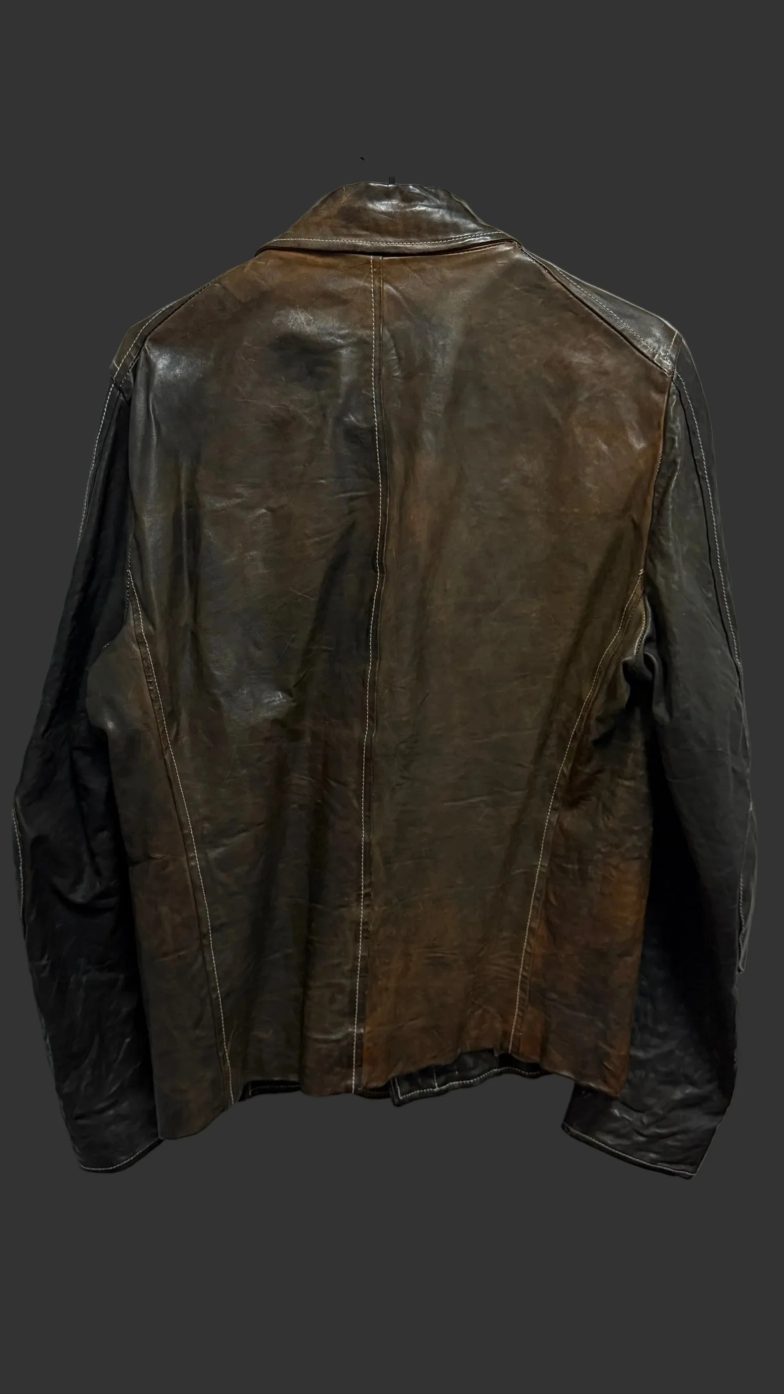 Dark Brown Calf Leather Collared Zipper Riders Jacket by Carol Christian Poell - Image 2