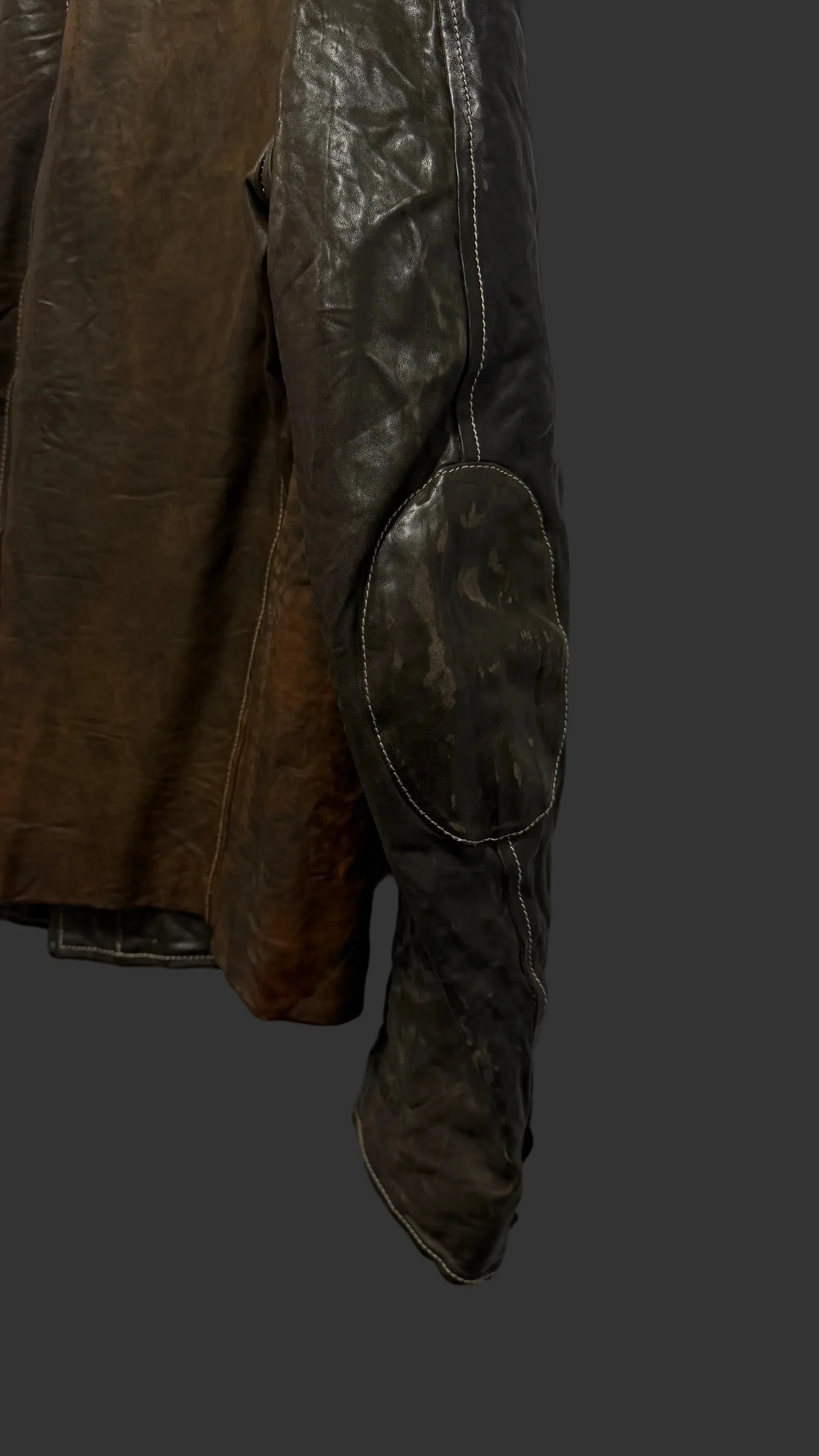 Dark Brown Calf Leather Collared Zipper Riders Jacket by Carol Christian Poell - Image 3
