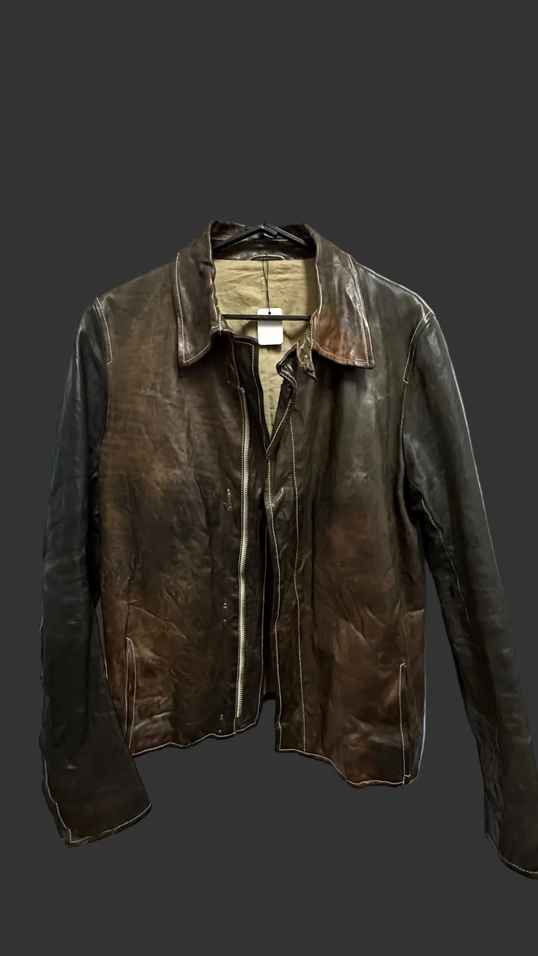 Dark Brown Calf Leather Collared Zipper Riders Jacket by Carol Christian Poell - Image 5