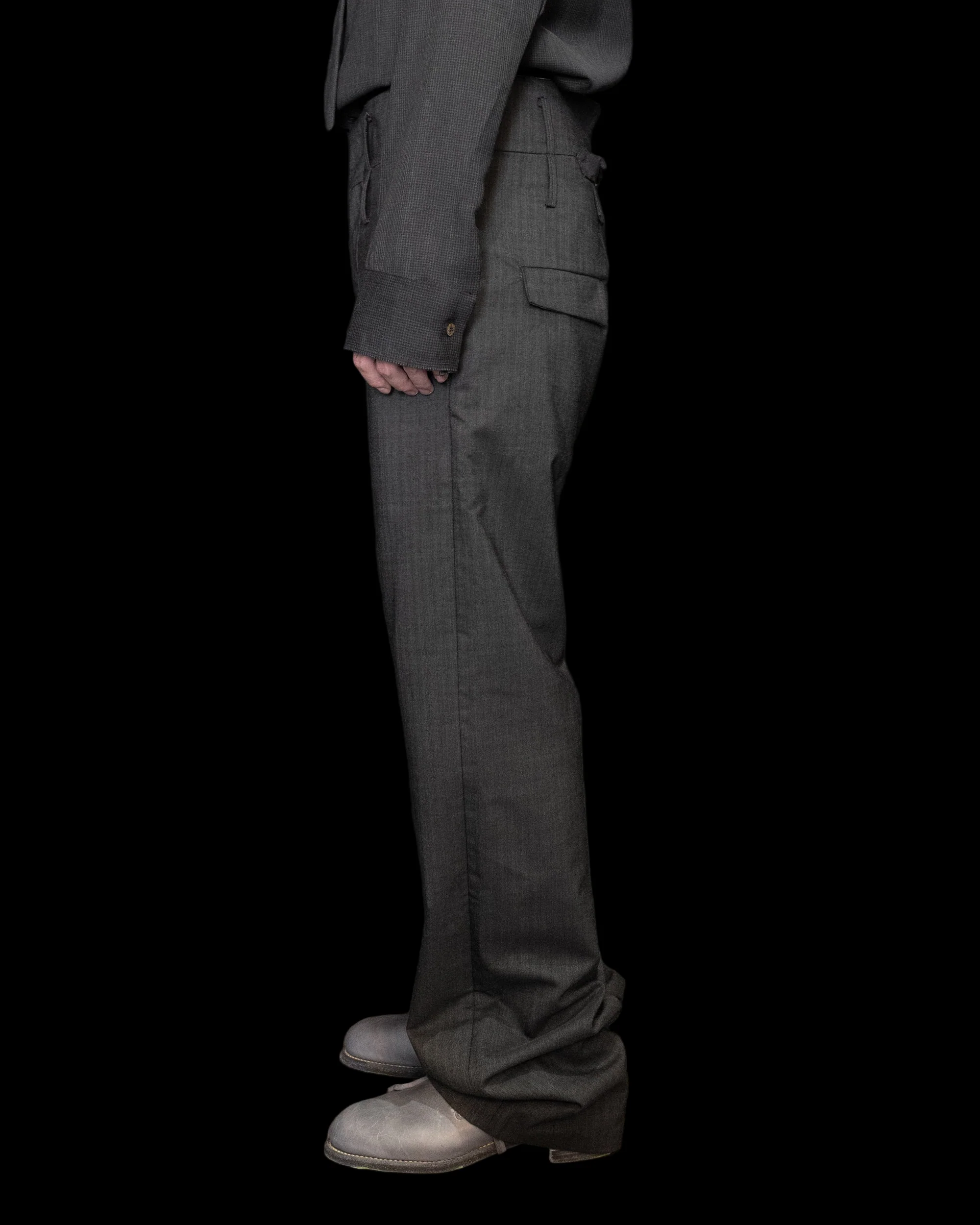 Dark Grey High Waist Wide Leg Trouser - Image 3