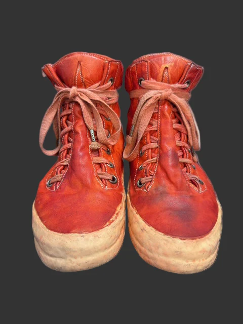 Dirty Red Kangaroo Leather One Piece Prosthetic Latex Dripped Sneakers by Carol Christian Poell - Image 2