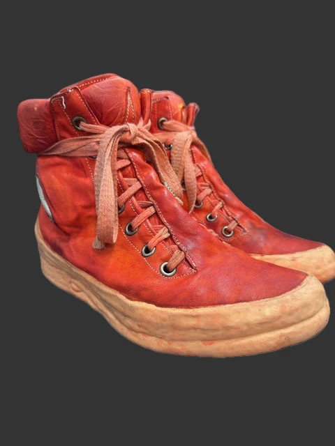Dirty Red Kangaroo Leather One Piece Prosthetic Latex Dripped Sneakers by Carol Christian Poell - Image 3