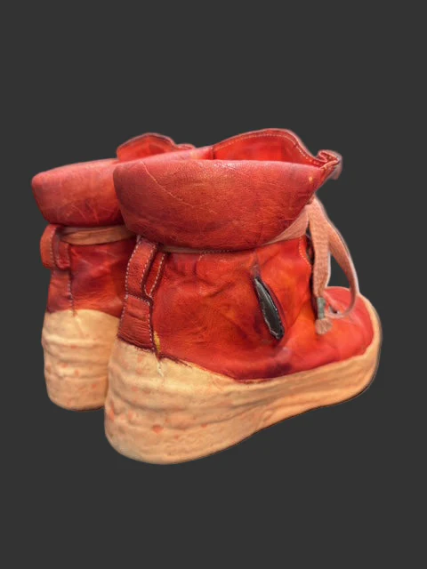Dirty Red Kangaroo Leather One Piece Prosthetic Latex Dripped Sneakers by Carol Christian Poell - Image 4