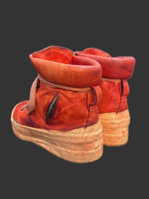 Dirty Red Kangaroo Leather One Piece Prosthetic Latex Dripped Sneakers by Carol Christian Poell - Image 5