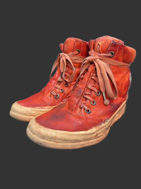 Dirty Red Kangaroo Leather One Piece Prosthetic Latex Dripped Sneakers by Carol Christian Poell - Image 7