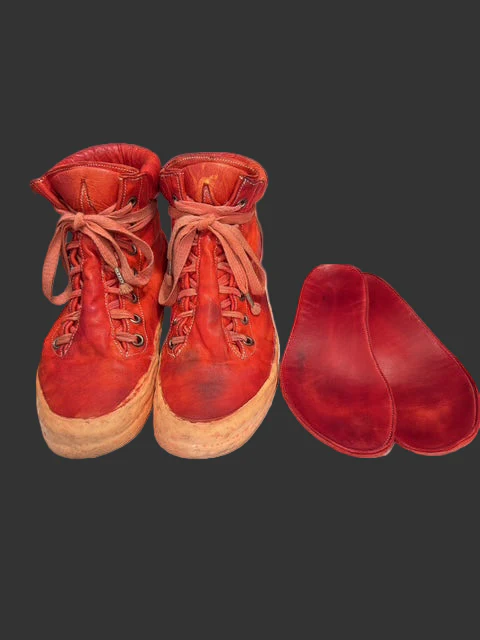 Dirty Red Kangaroo Leather One Piece Prosthetic Latex Dripped Sneakers by Carol Christian Poell - Image 9