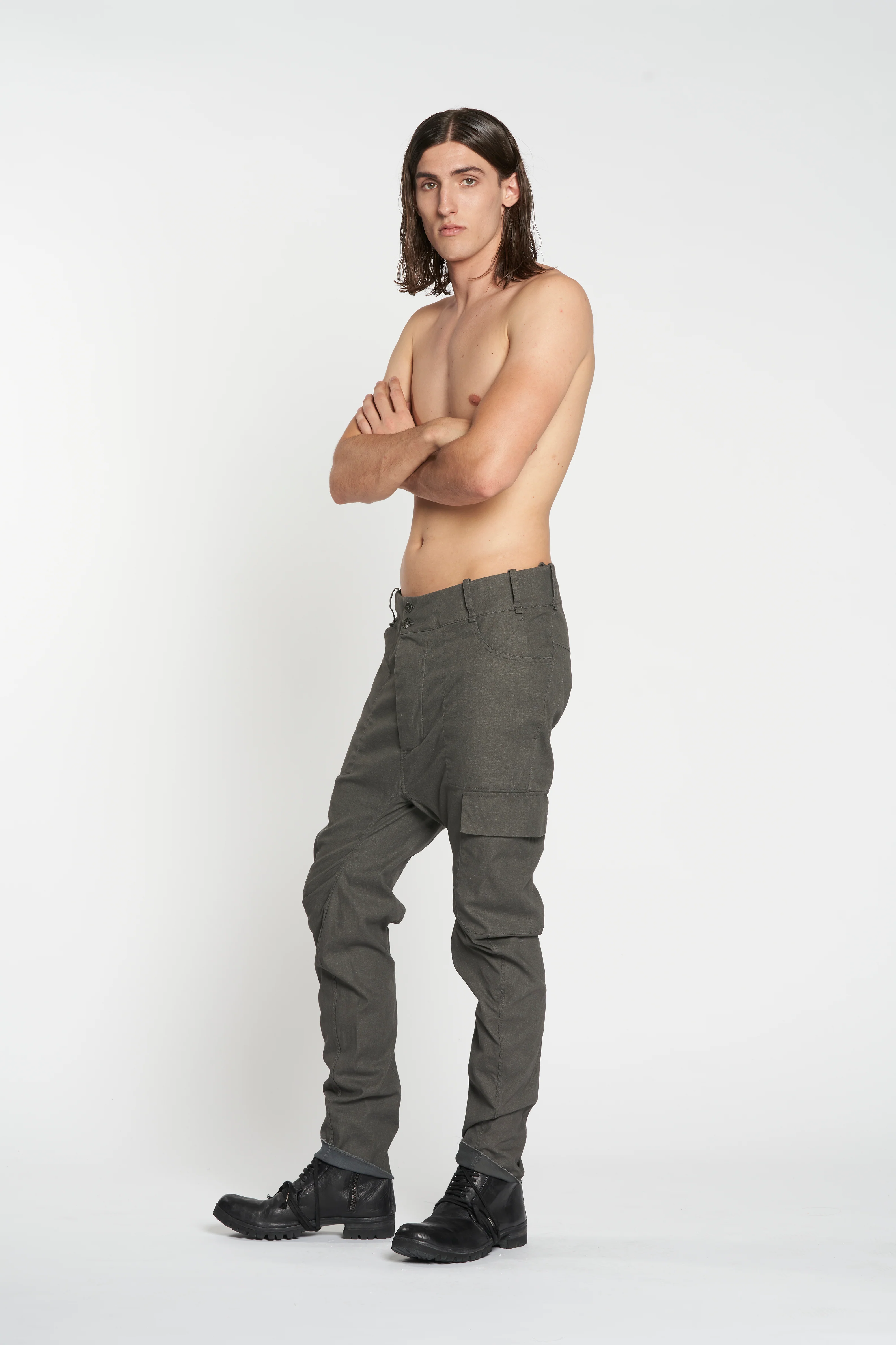 Grey and Blue Grey Reversible Baggy Tapered Cargo Trousers - Image 3