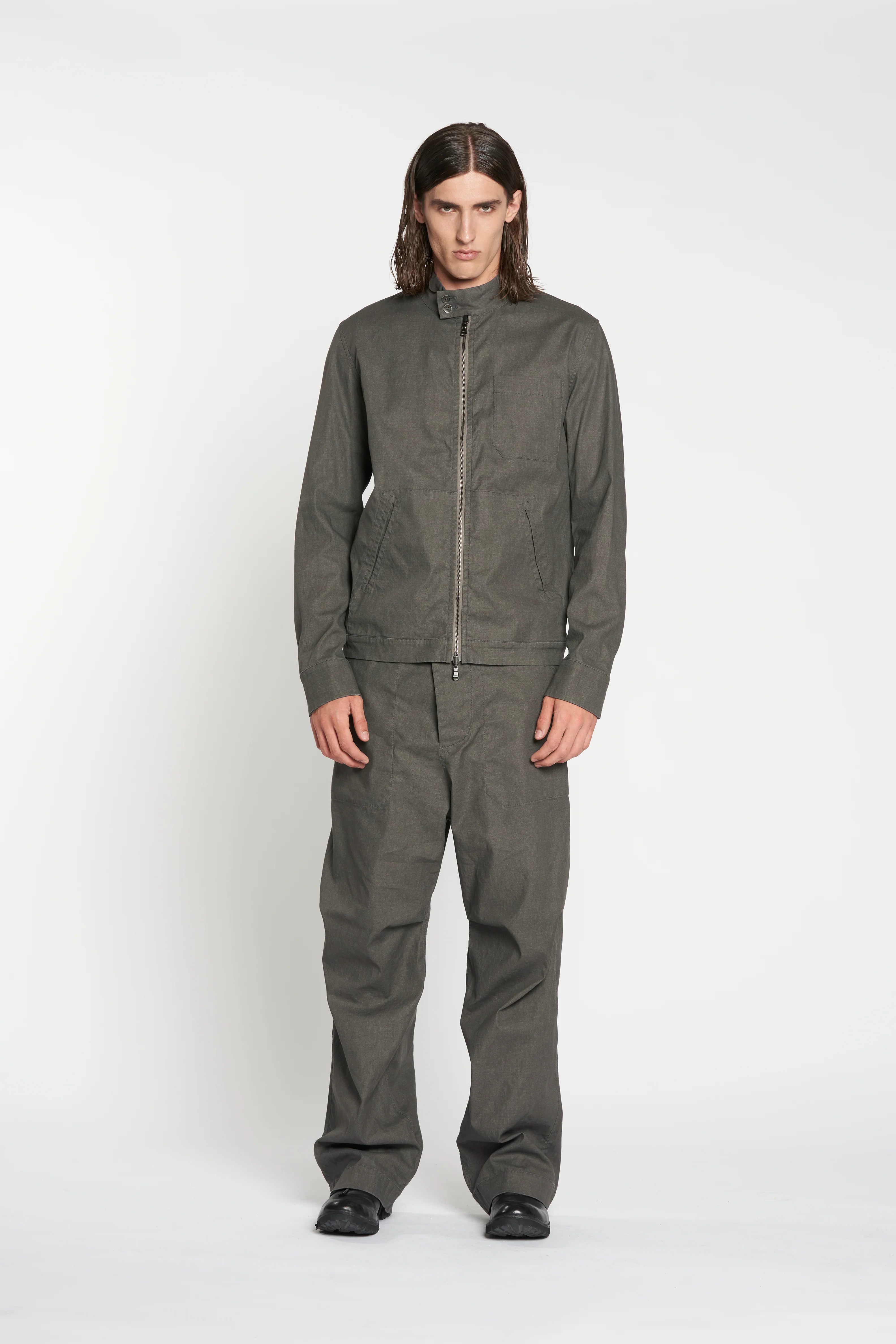 Grey and Blue Grey Reversible Harrington Zipper Jacket