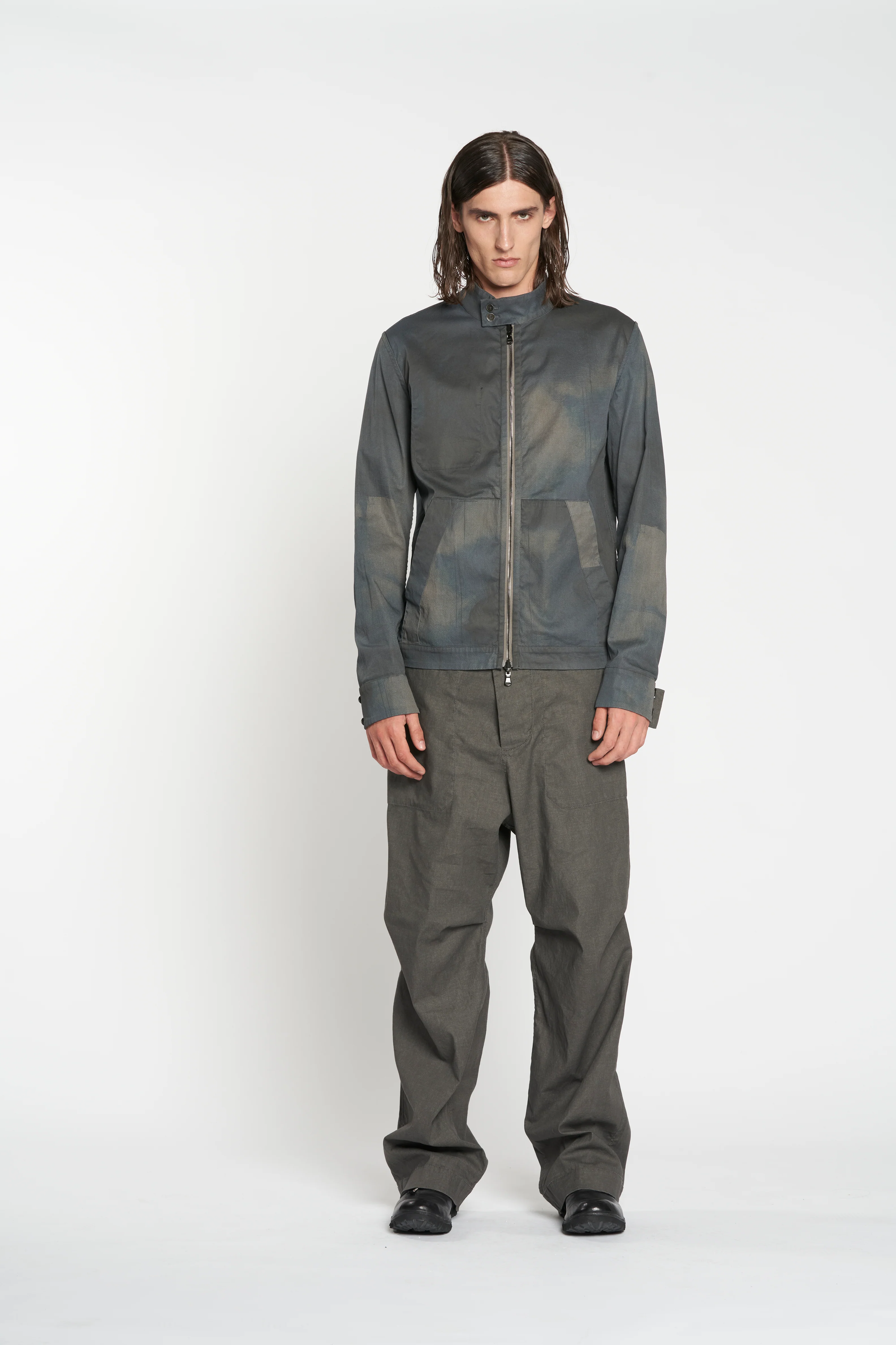 Grey and Blue Grey Reversible Harrington Zipper Jacket - Image 2