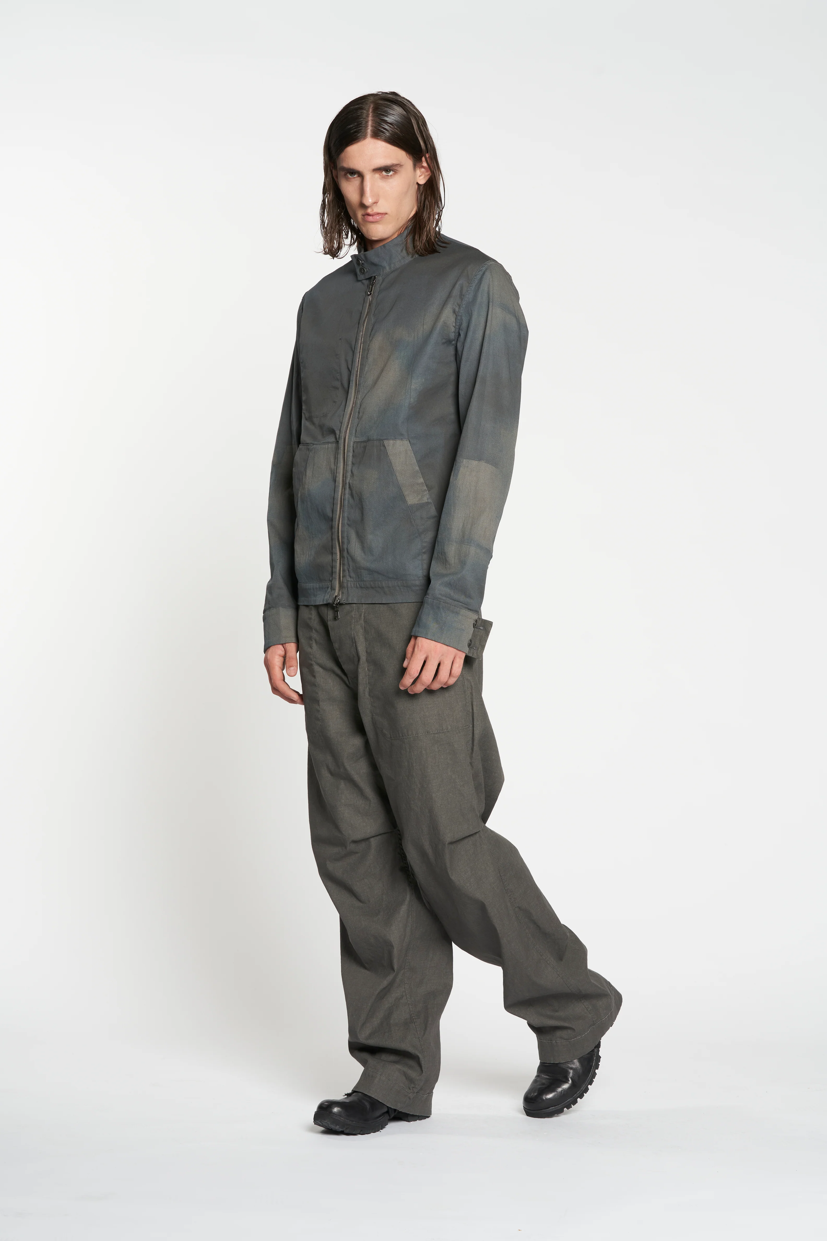Grey and Blue Grey Reversible Harrington Zipper Jacket - Image 3