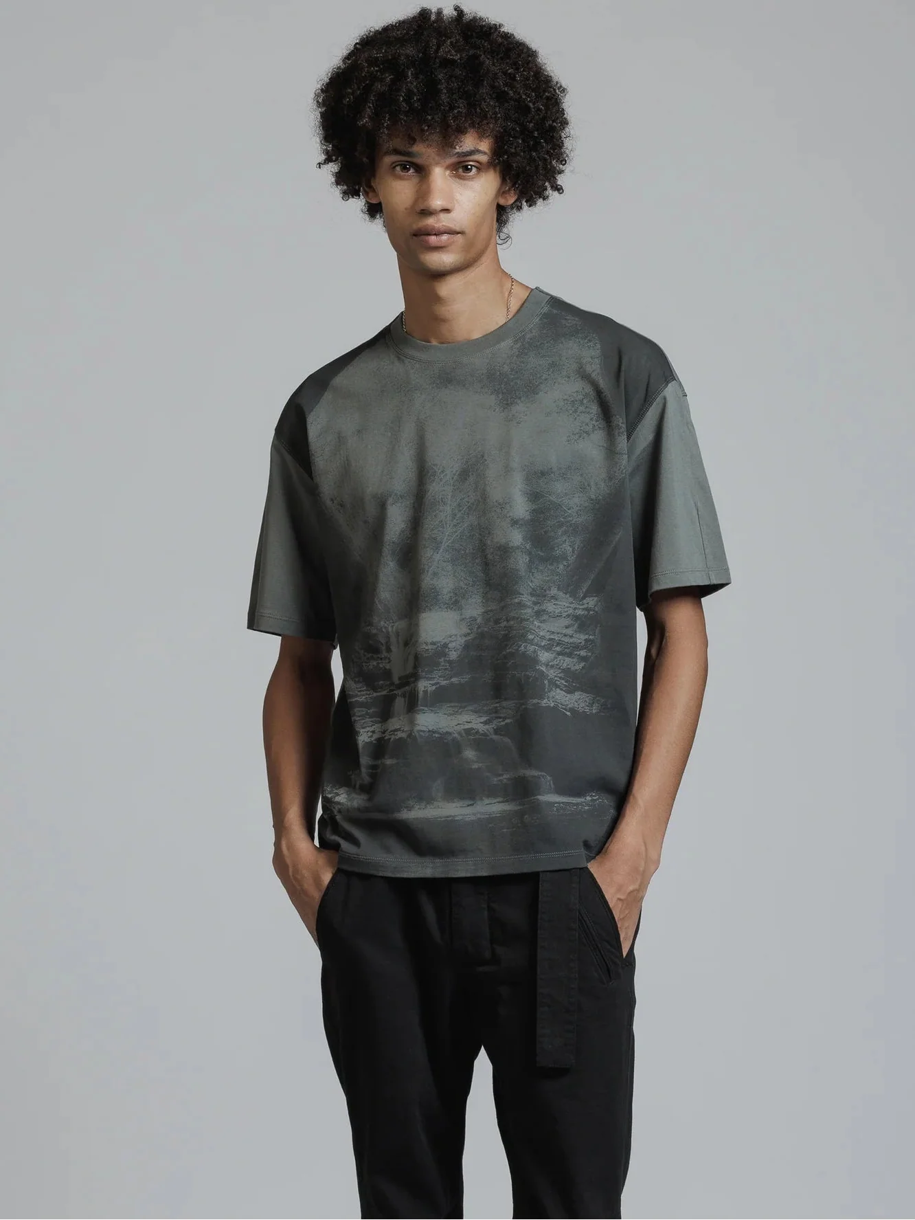 Grey Printed Landscape T-shirt