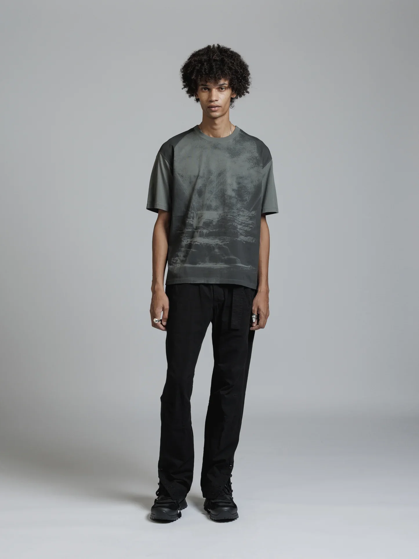 Grey Printed Landscape T-shirt - Image 2
