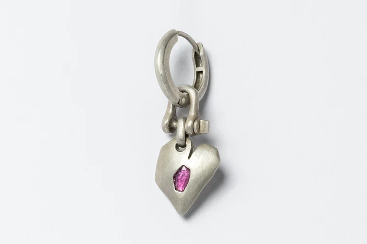 Jazz's Solid Heart Earring Extra Small 0.2 CT Ruby Slice Z2335-2-DA+RUB - Image 4