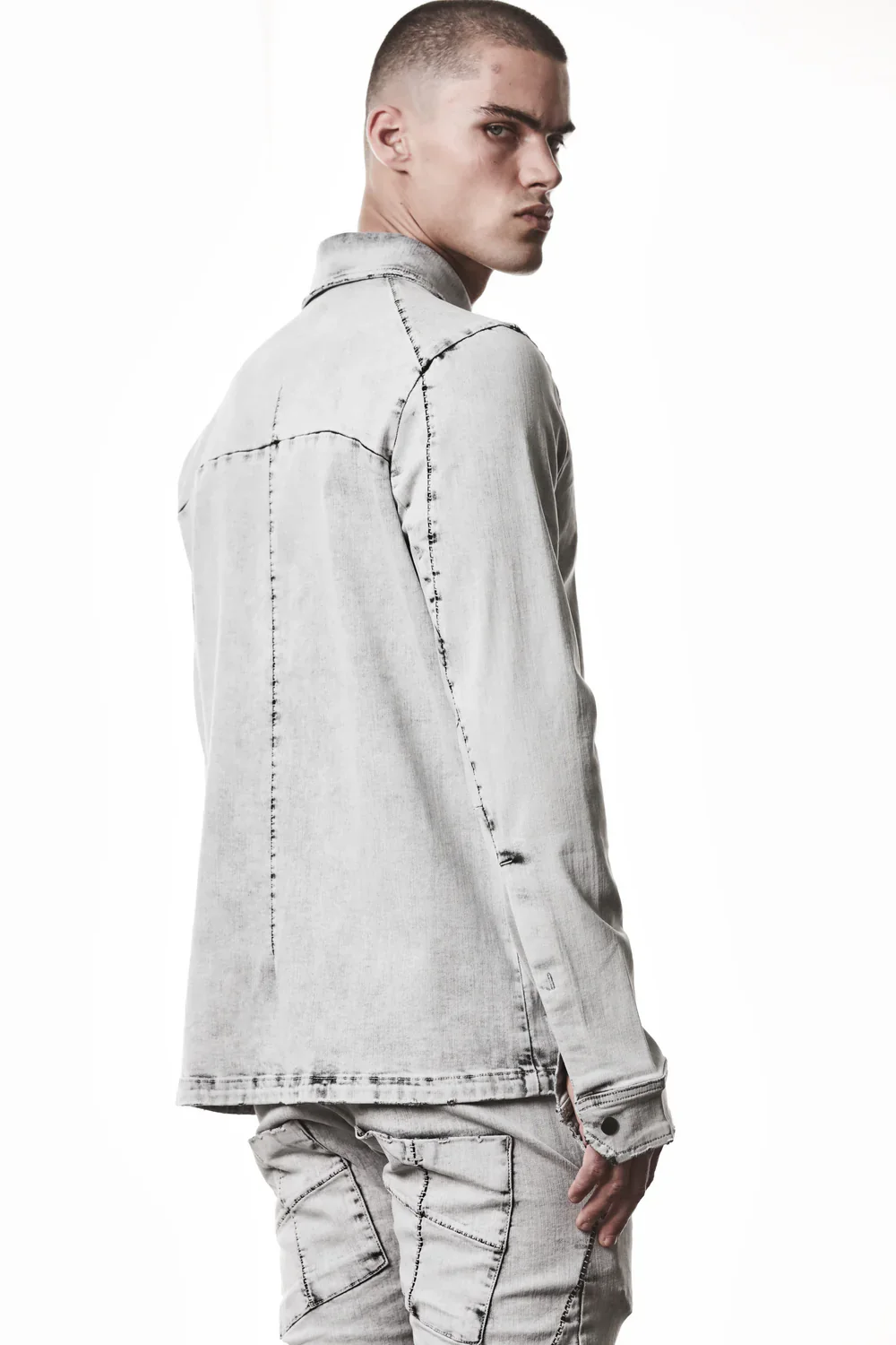 Light Grey Denim Shirt MH 181 - Image 10