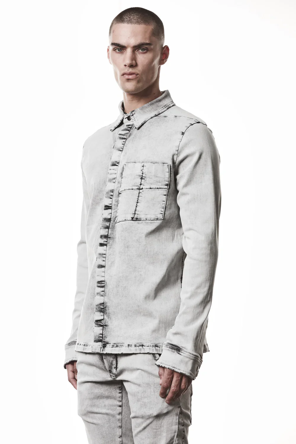 Light Grey Denim Shirt MH 181 - Image 3