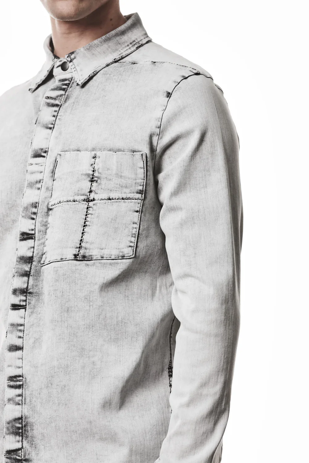 Light Grey Denim Shirt MH 181 - Image 4