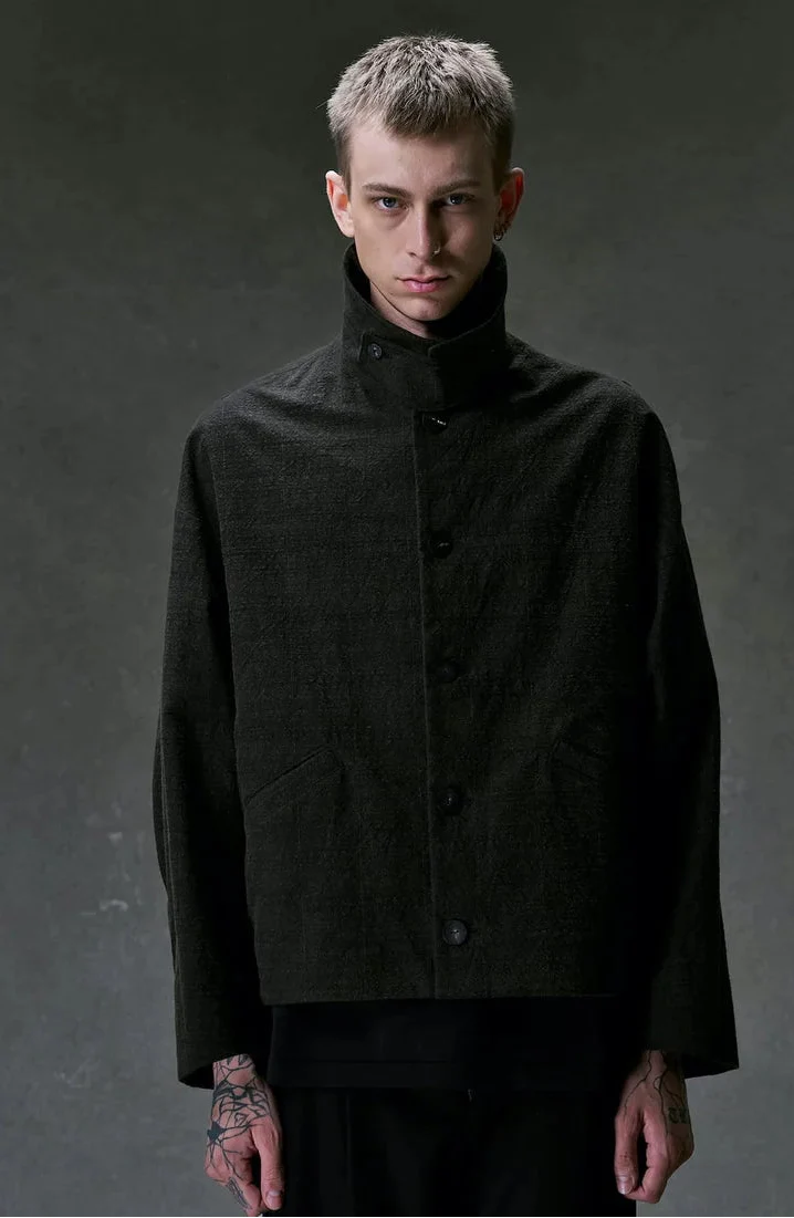 Mad Khaki Cotton Five Button Oversize Collared Jacket - Image 4