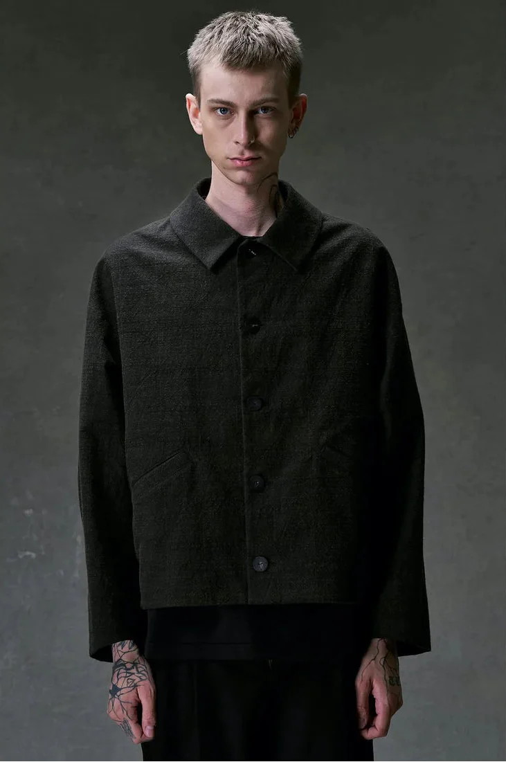 Mad Khaki Cotton Five Button Oversize Collared Jacket - Image 5