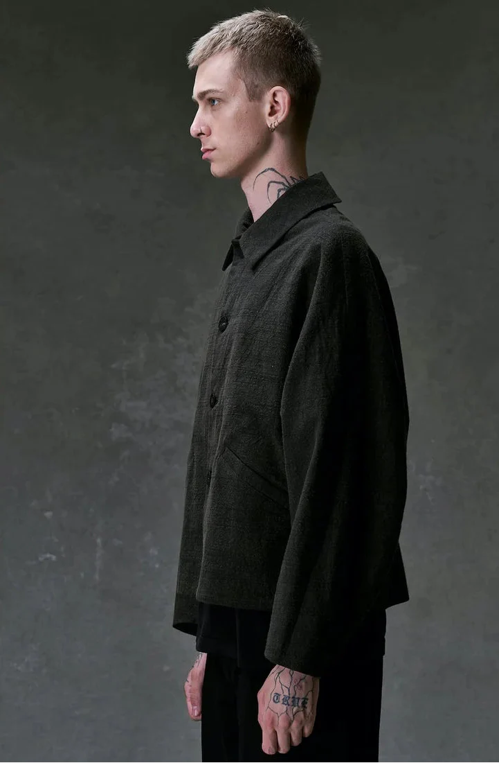 Mad Khaki Cotton Five Button Oversize Collared Jacket - Image 6