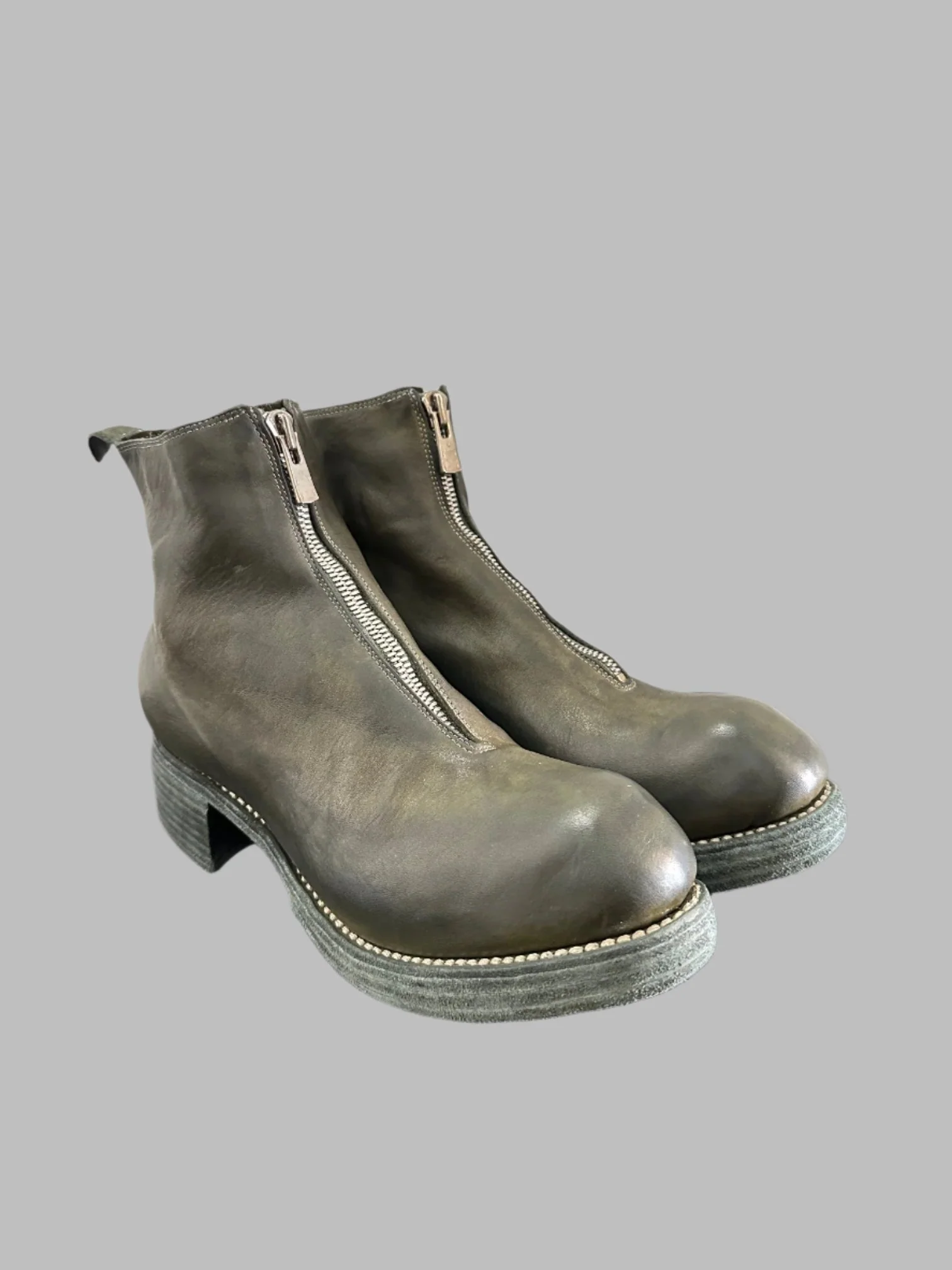 Military Green Orthopedic Front Zip Boots Double Soles PL1WZ - Image 3