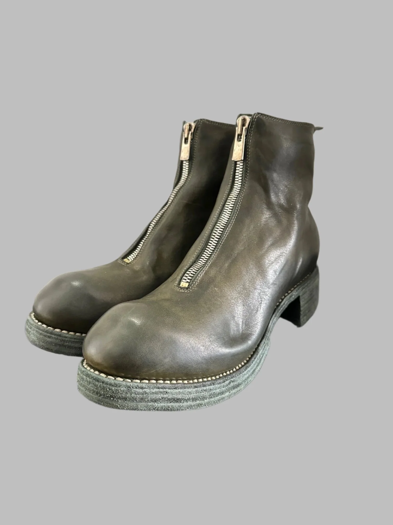 Military Green Orthopedic Front Zip Boots Double Soles PL1WZ - Image 4