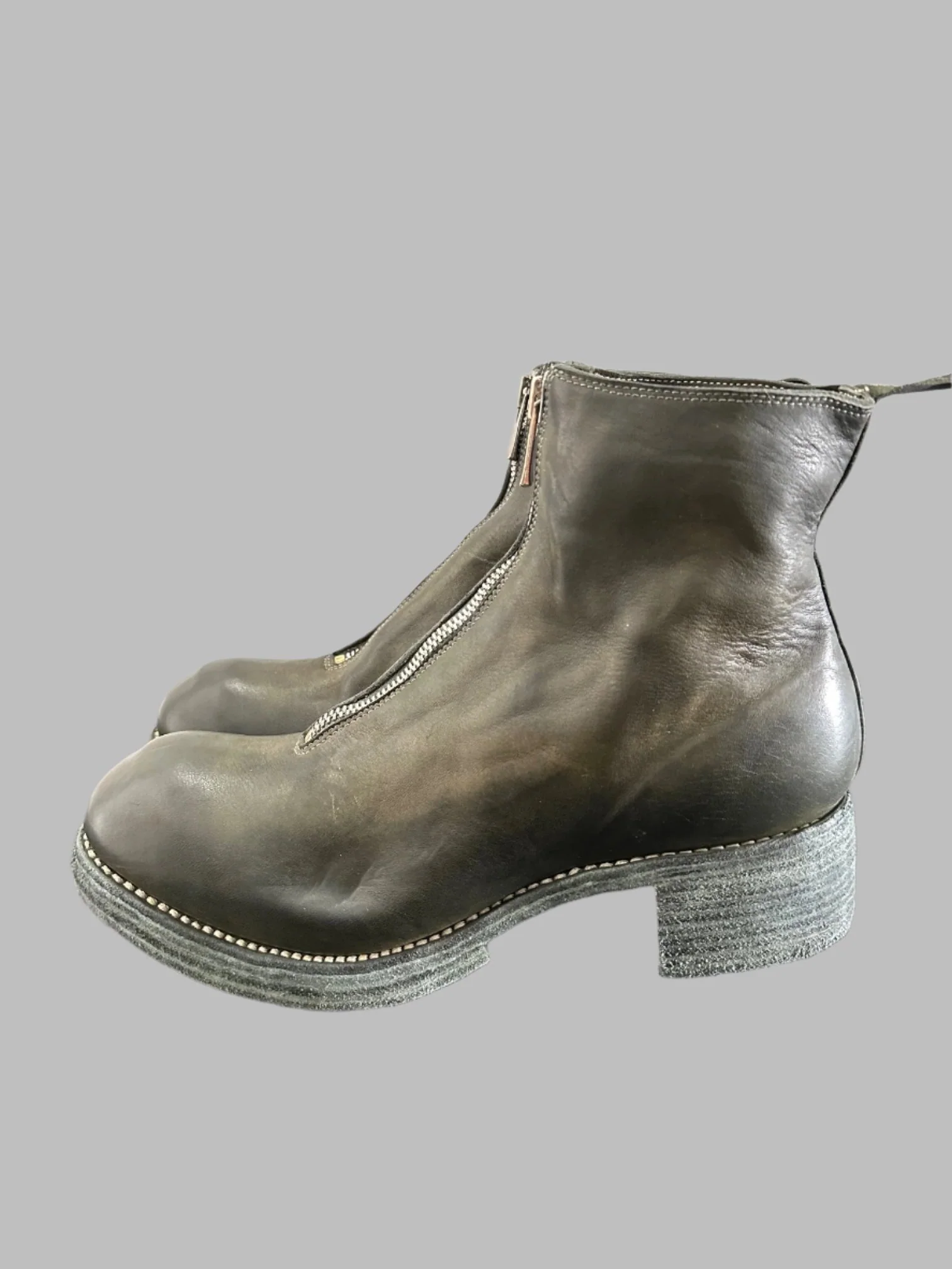 Military Green Orthopedic Front Zip Boots Double Soles PL1WZ - Image 5