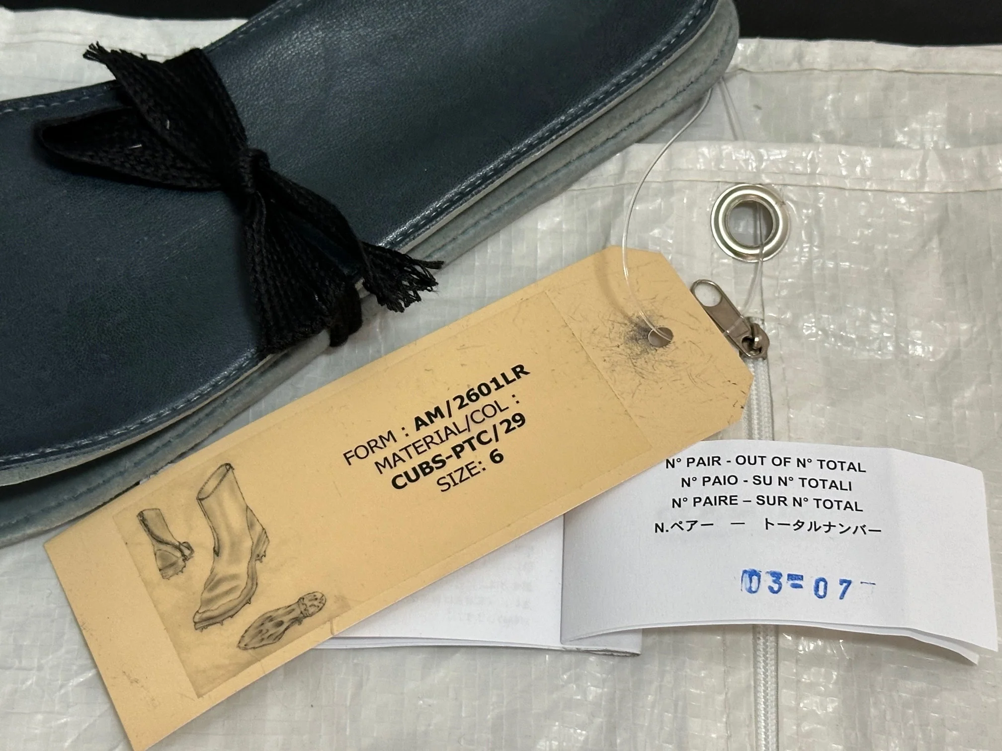 Blue Grey Object Dyed Lined Diagonal Zip Black Rubber Drip Goodyear Boots by Carol Christian Poell - Image 10