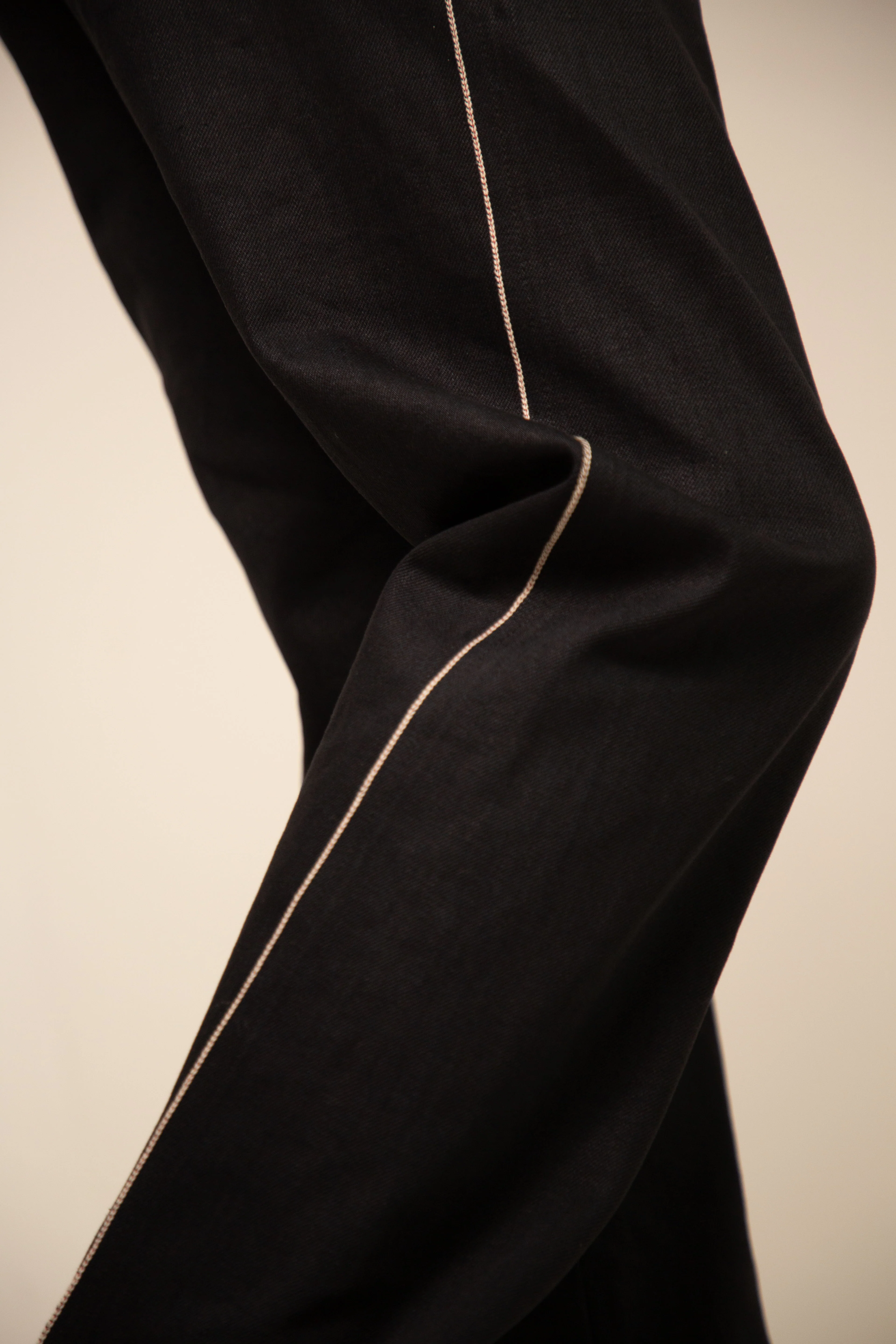 Off Black Cotton Selvedge 5-Button Collared Jacket - Image 7