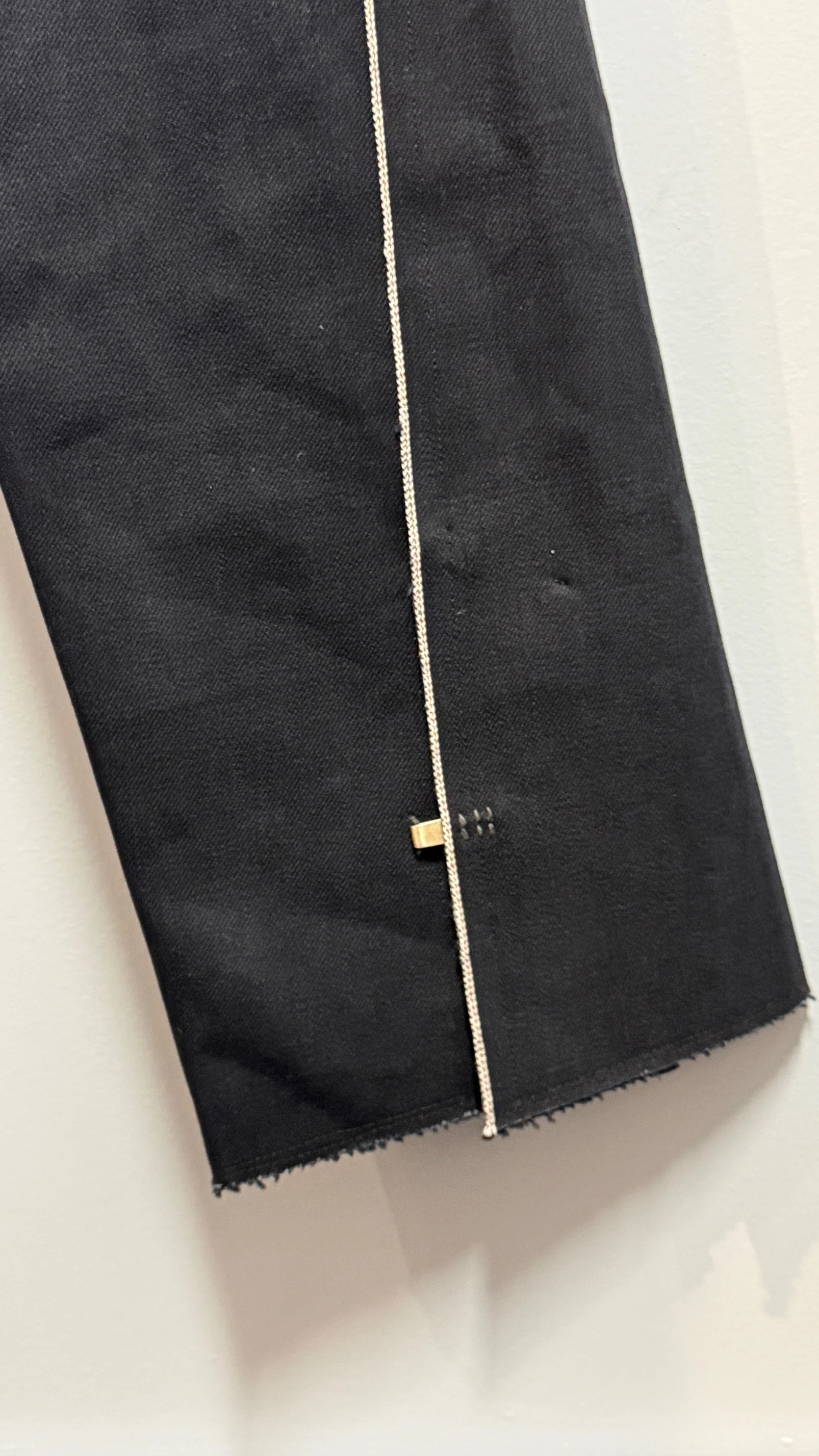 Off Black Cotton Selvedge Line Trousers - Image 11