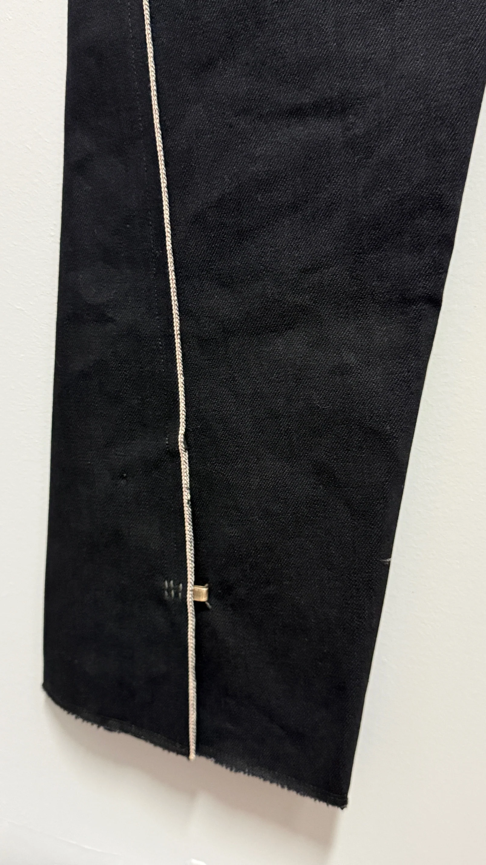 Off Black Cotton Selvedge Line Trousers - Image 13